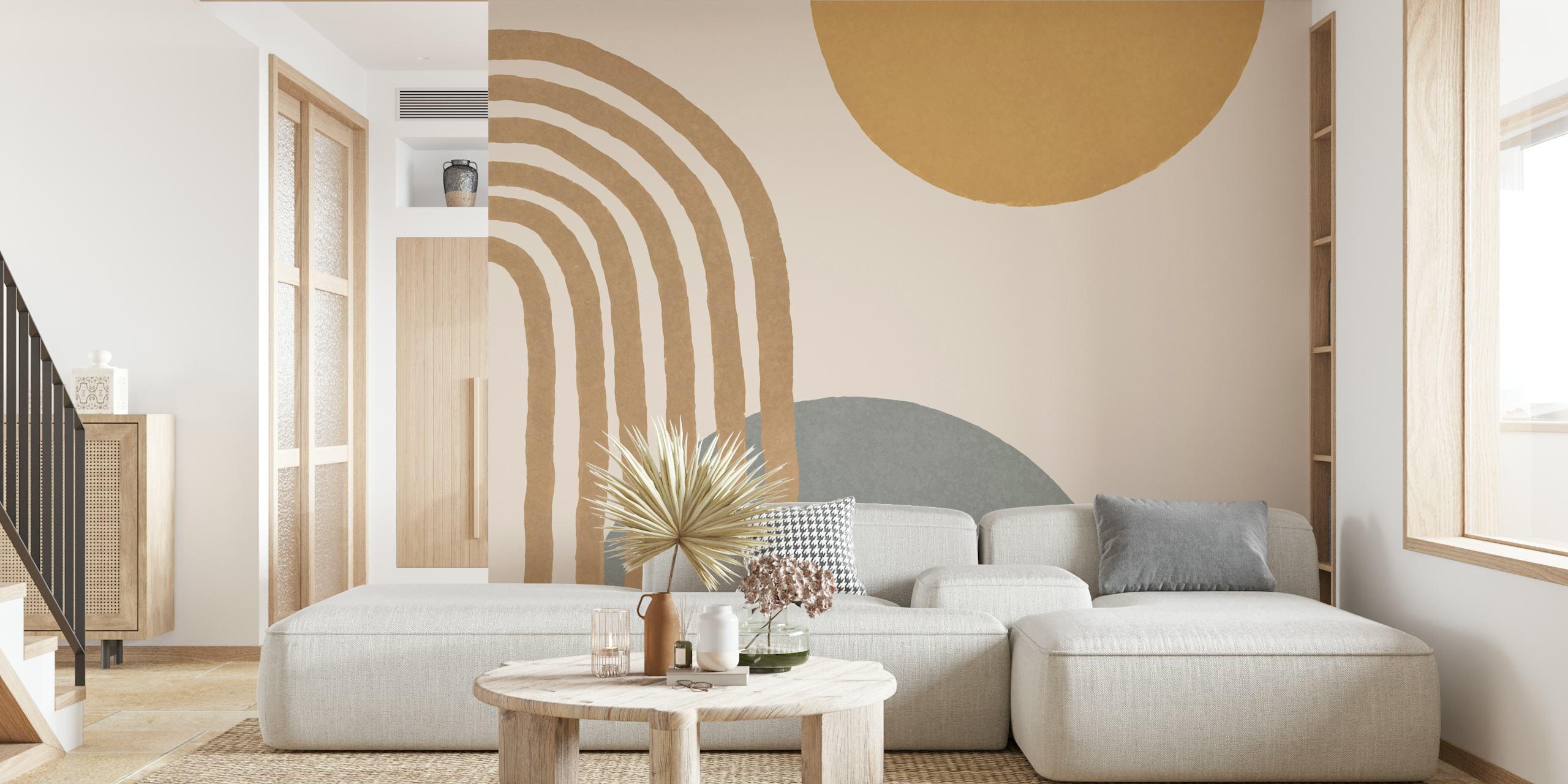 Mid Century Arch Beige Grey v místnosti