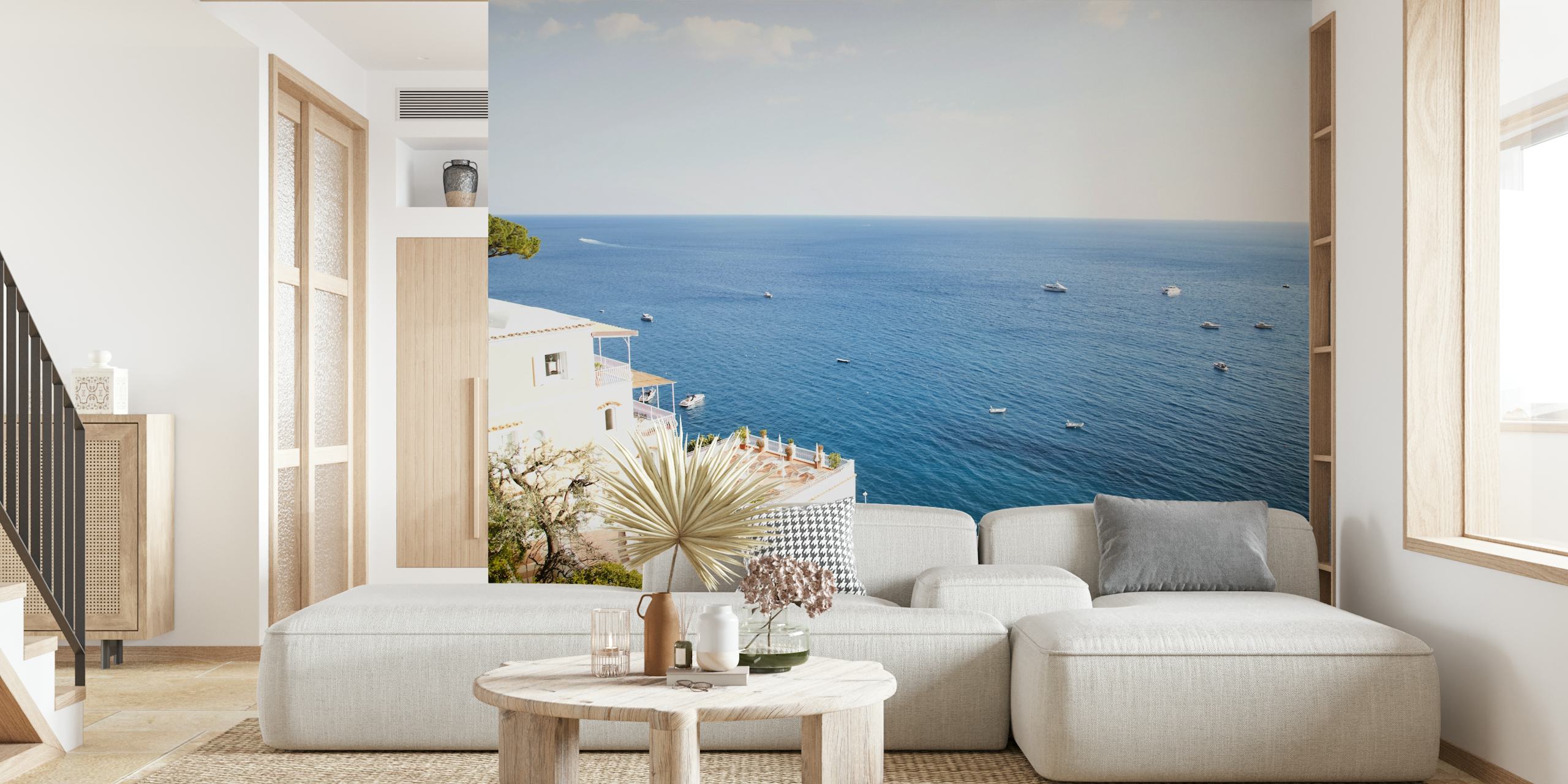 Coastal scenery wallpaper featuring blue sea and sky