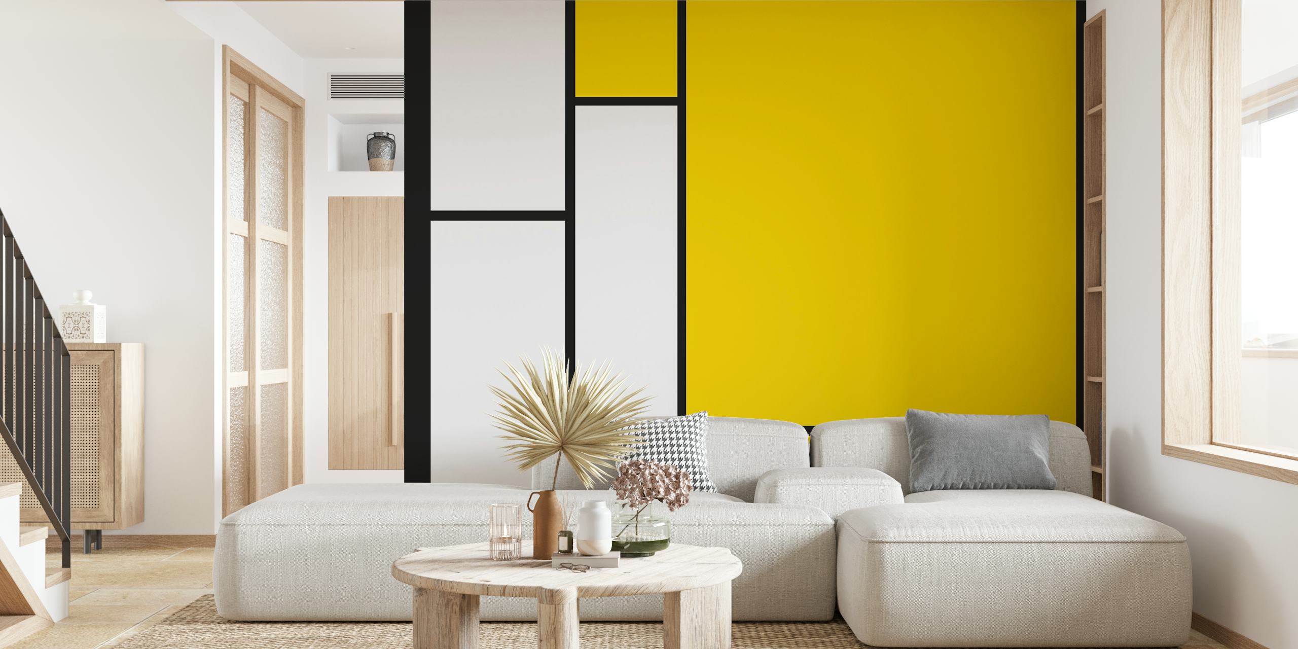80s Bauhaus wallpaper design in a room