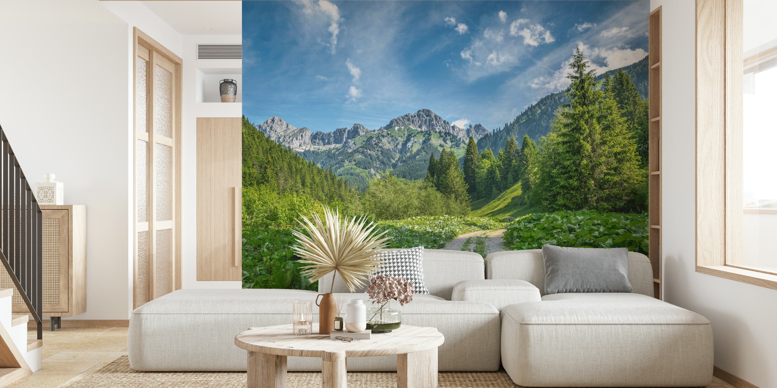 Tannheimer Mountain-tapet vist i et rum