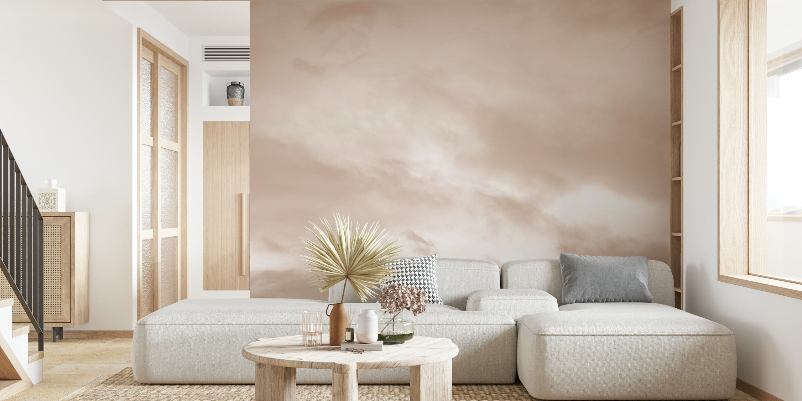 Beige Caribbean Clouds Tapete in einem Raum