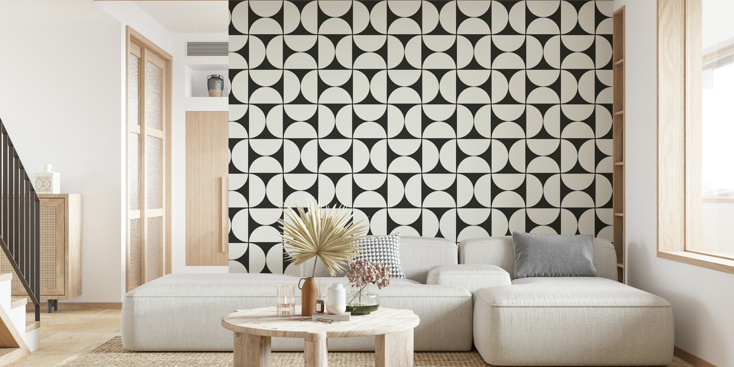 Papel de parede Mid-Century Modern Pattern em um cômodo