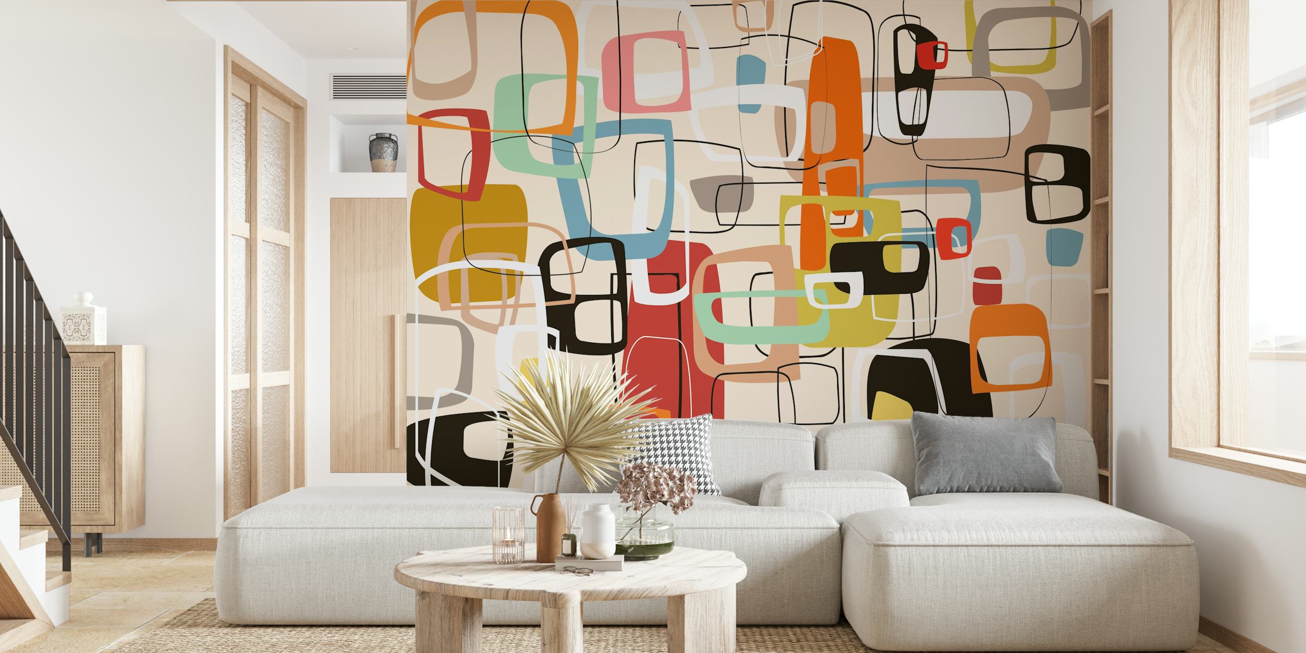 Ταπετσαρία Colorful Pieces 3 σε ένα δωμάτιο