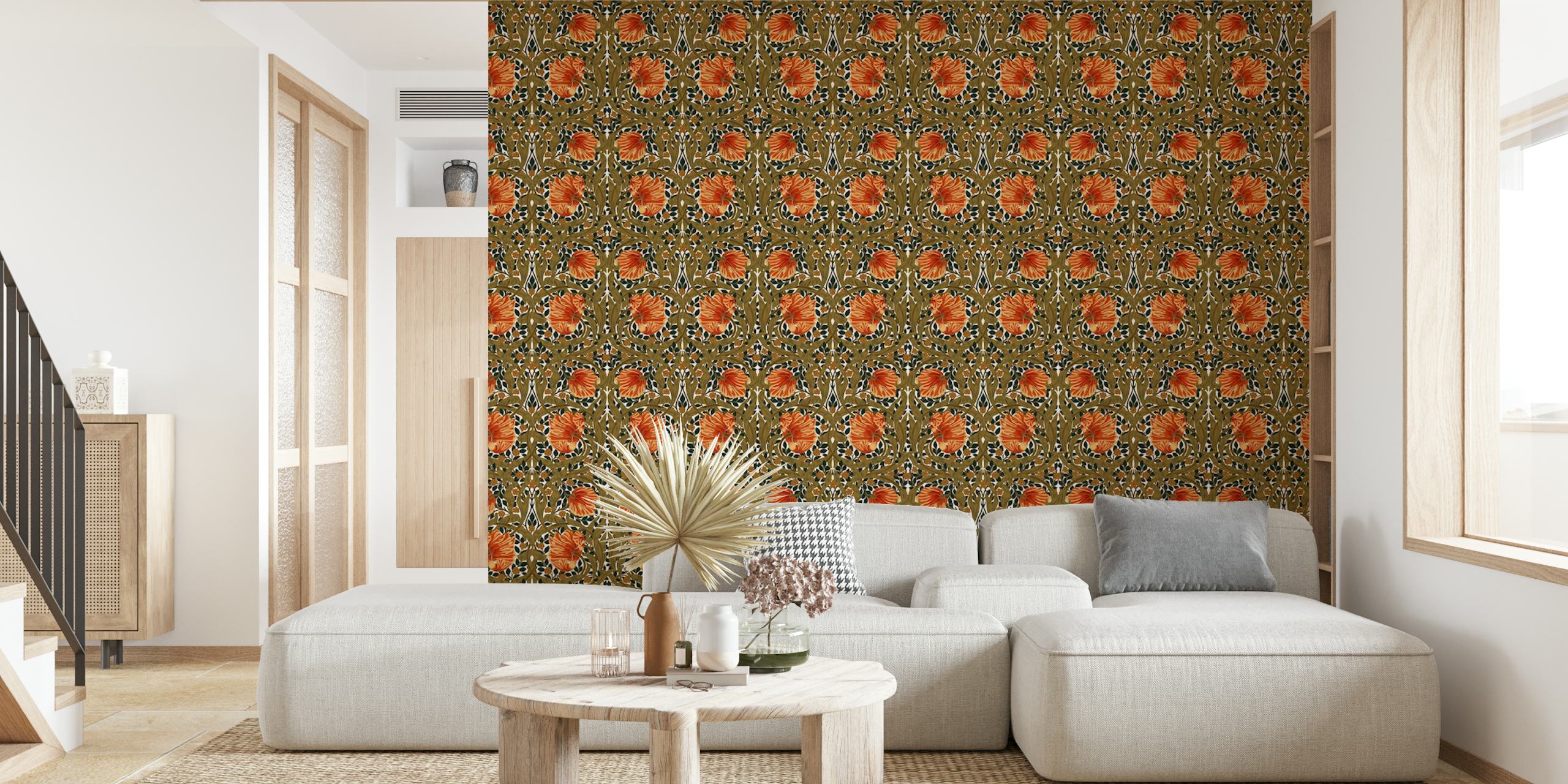 Pimpernel Arts and Crafts Copper wallpaper in a room