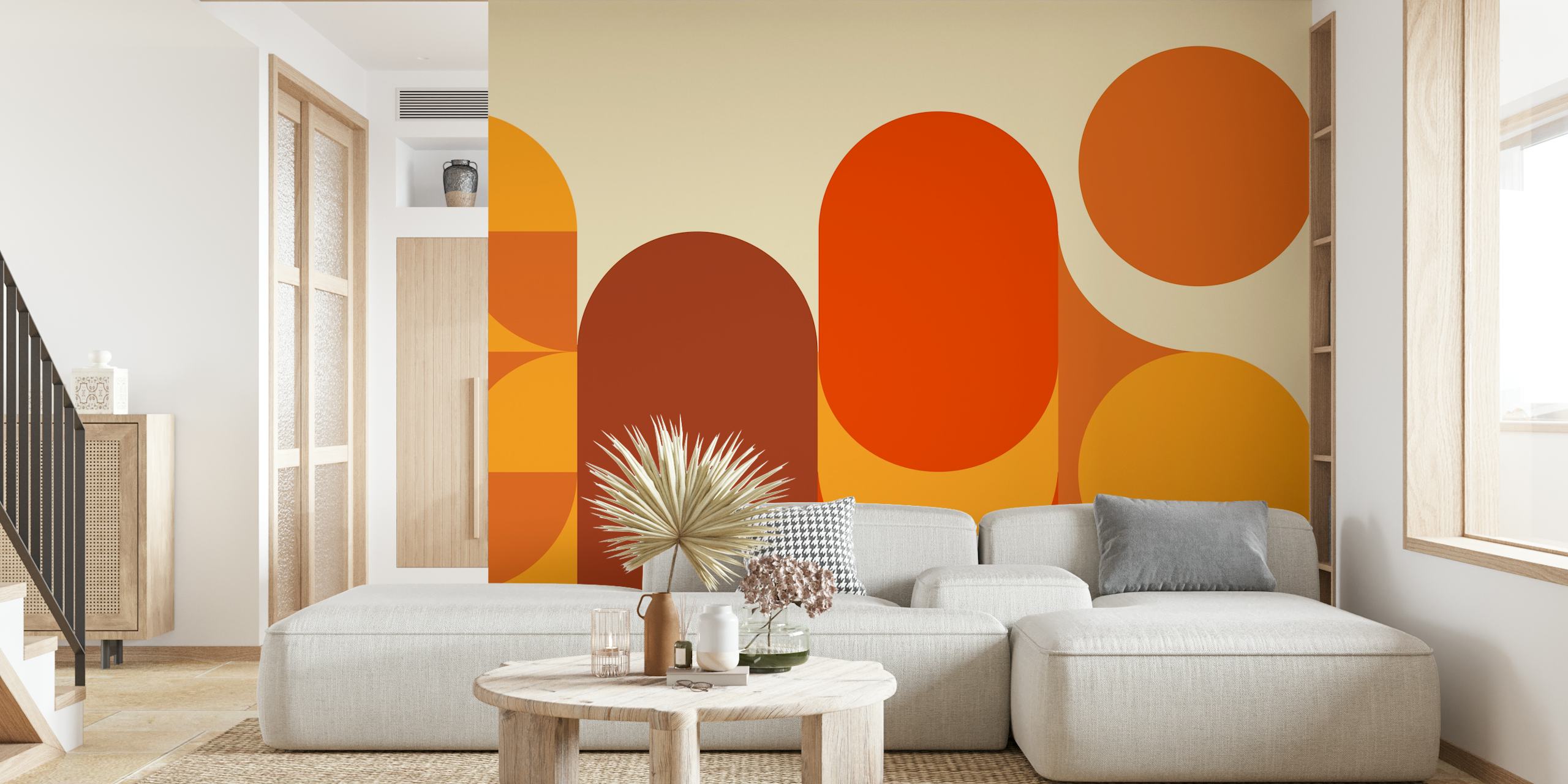 Large Retro Seventies Circles tapet i et rom