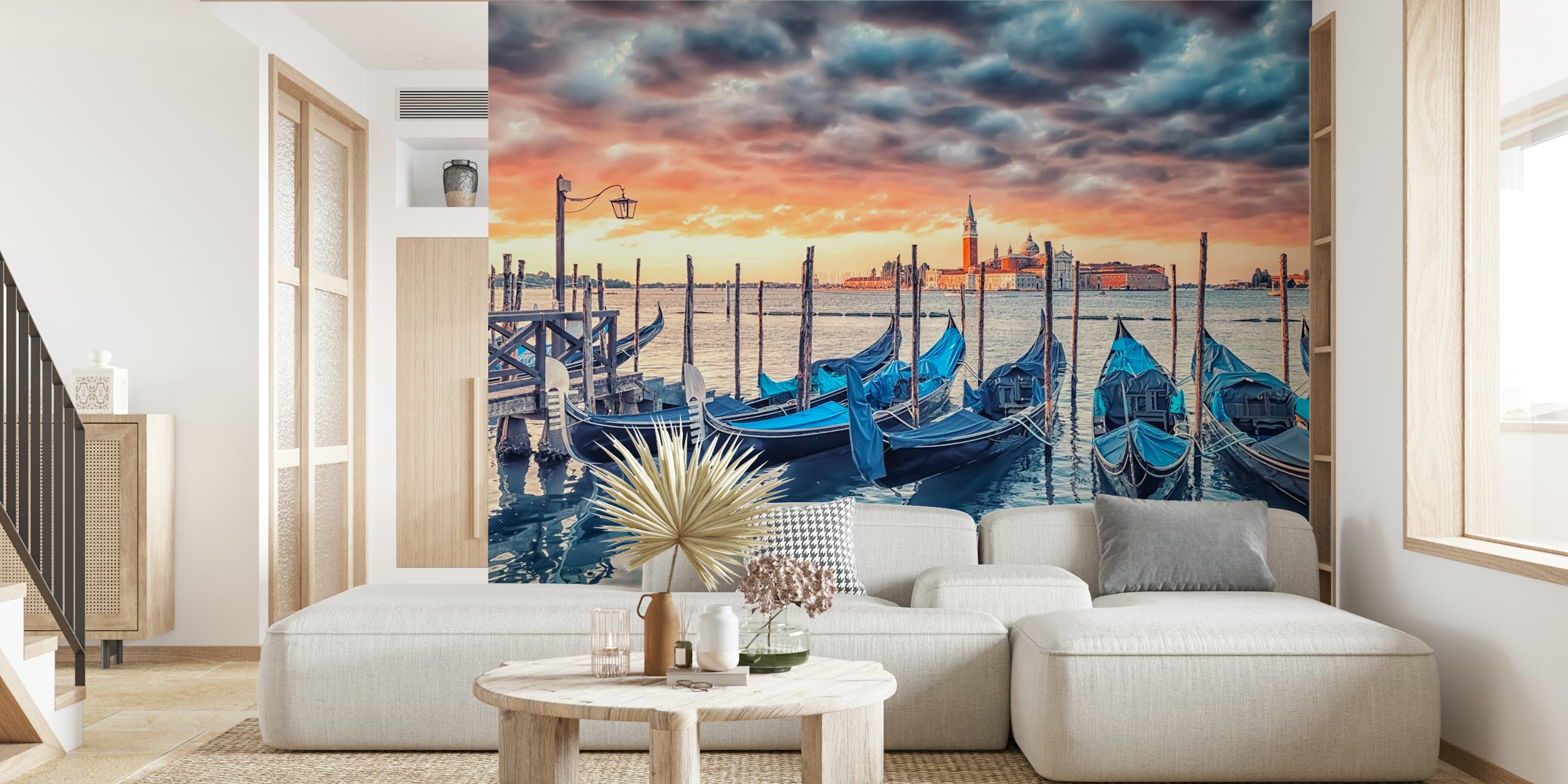 Venice morning wallpaper featuring gondolas