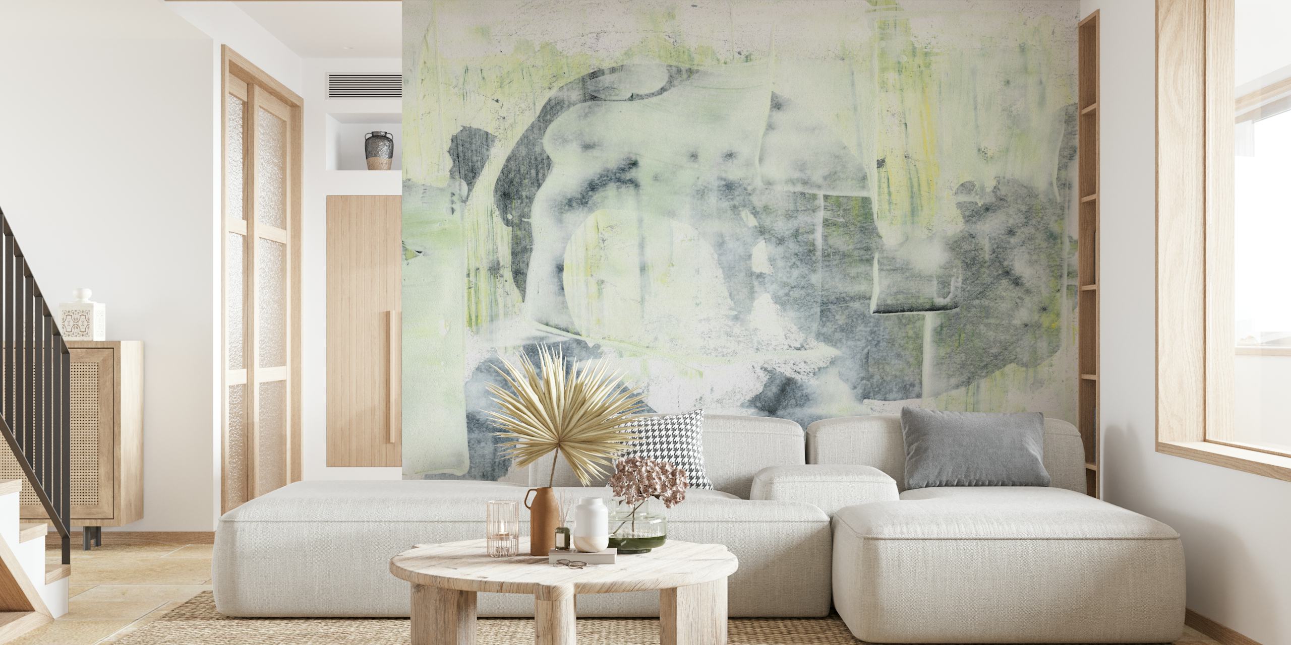 Peinture murale abstraite à texture de mur brut avec des teintes subtiles