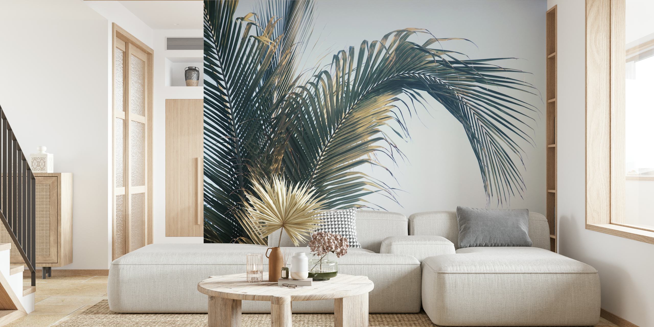 Caribbean Palm Leaves tapetdesign i ett rum
