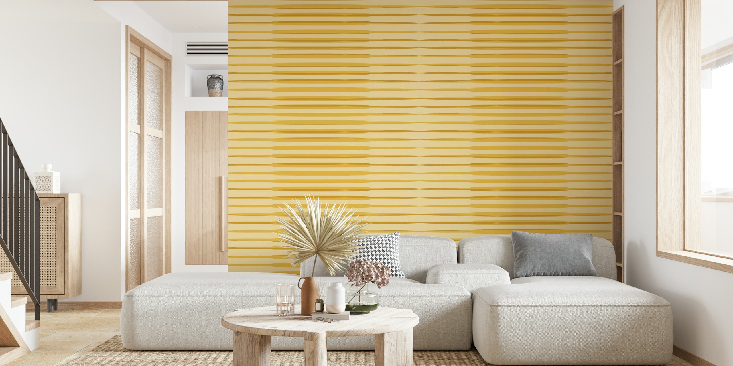 Japandi Minimalist Yellow wallpaper in a room