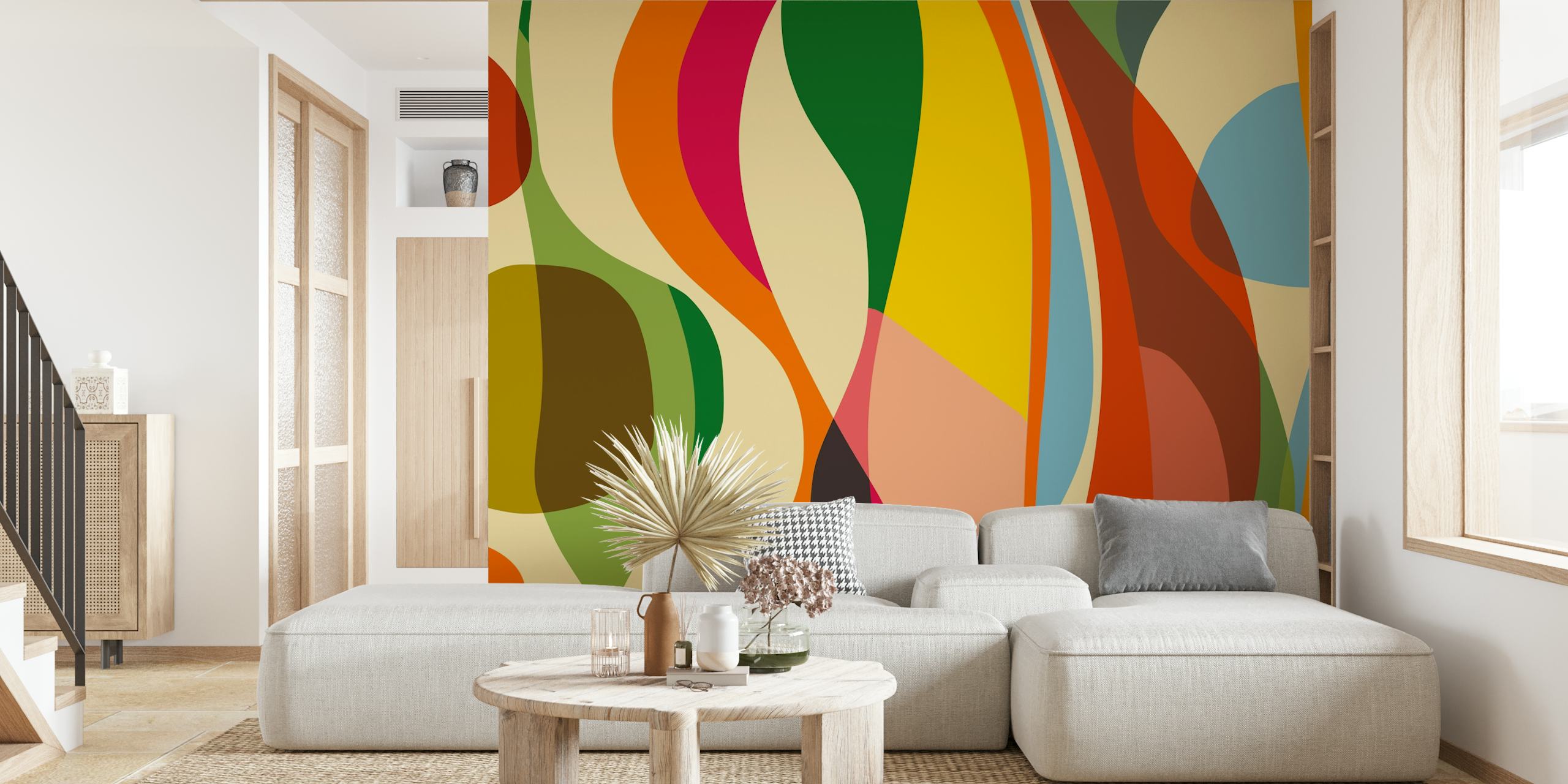 Colorful wallpaper design with dynamic shapes