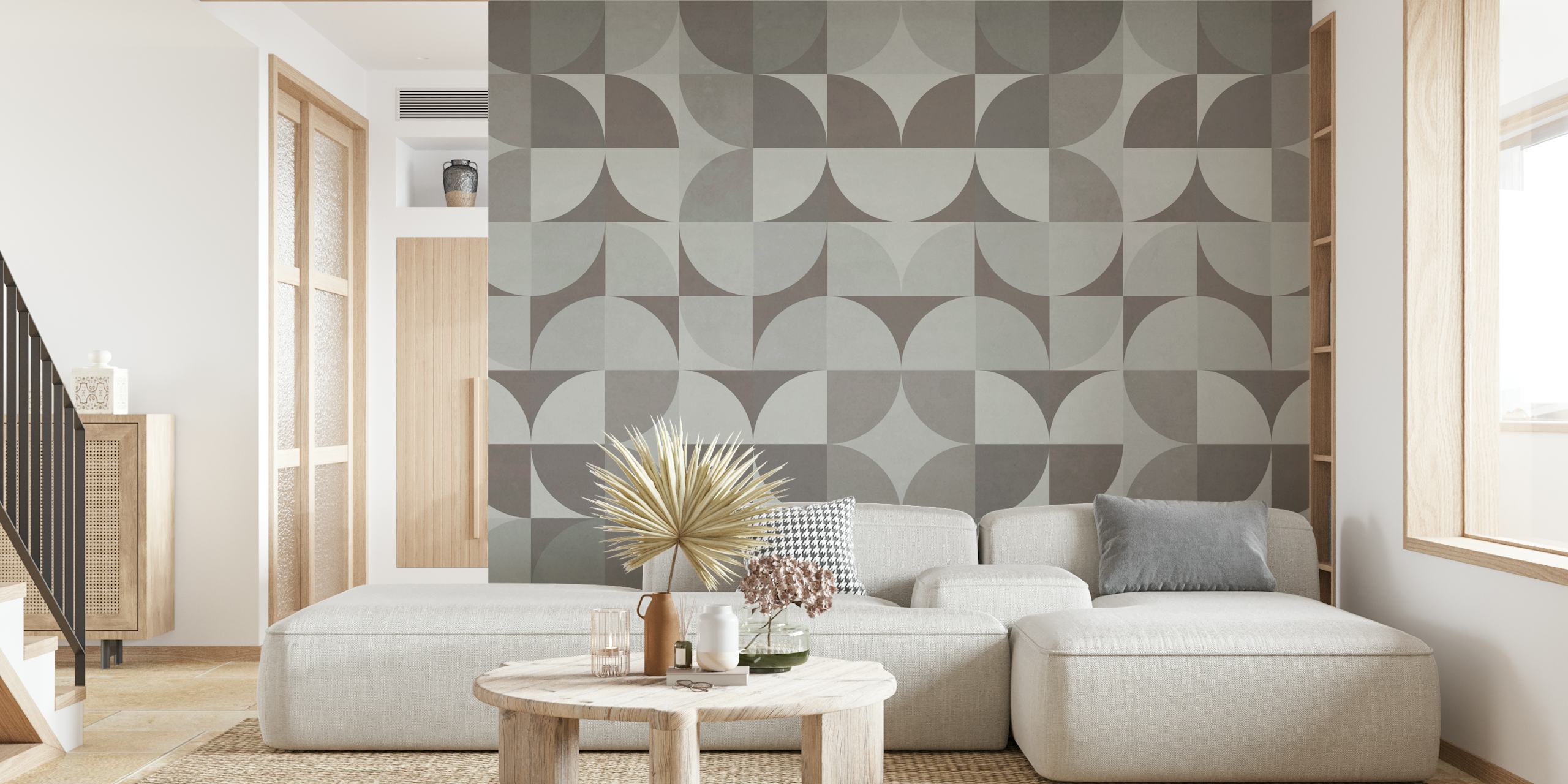 Mural de parede Tan Bauhaus Geometry com formas abstratas