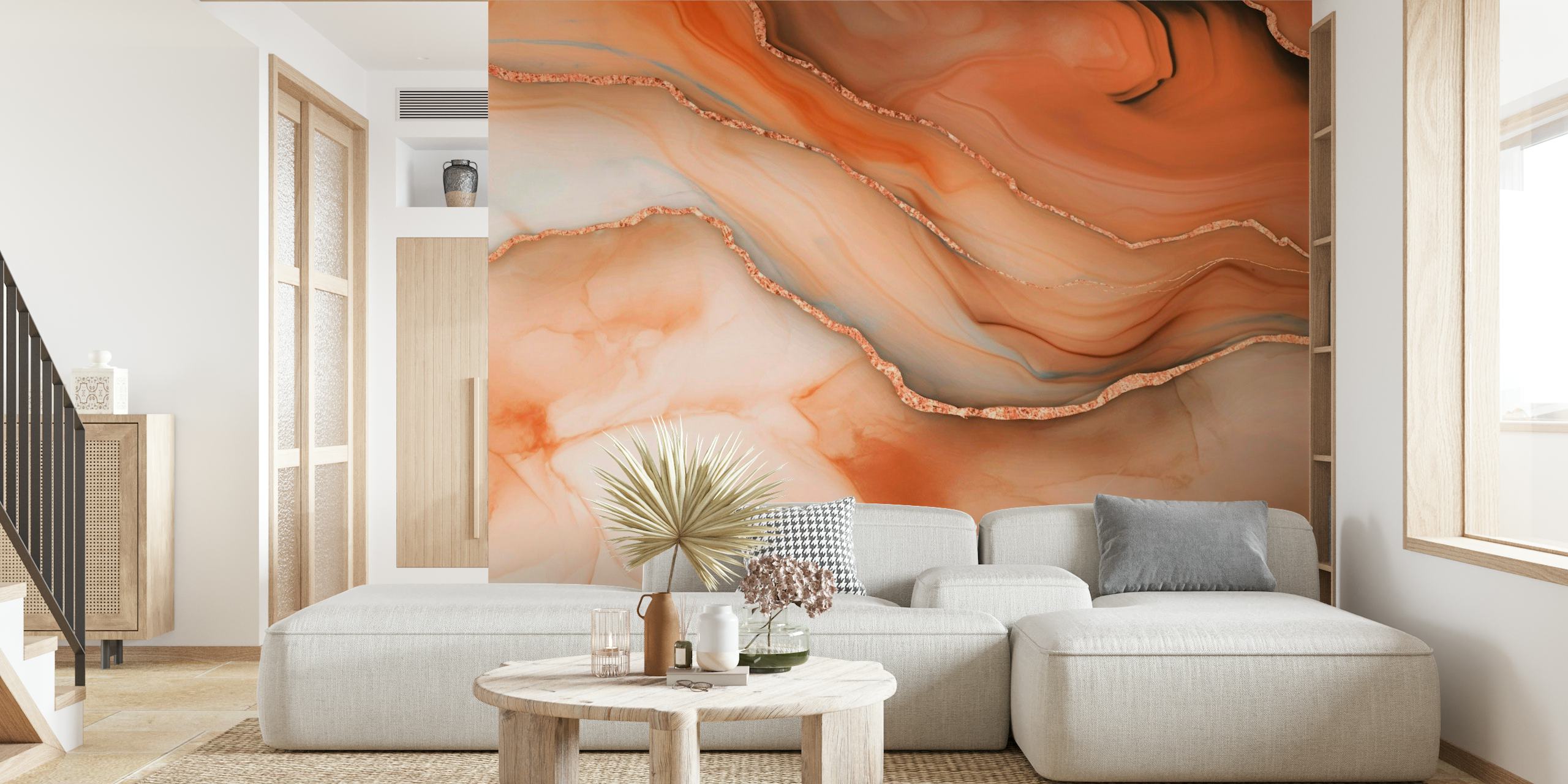 Precious Marble Elegance Peach Orange wallpaper