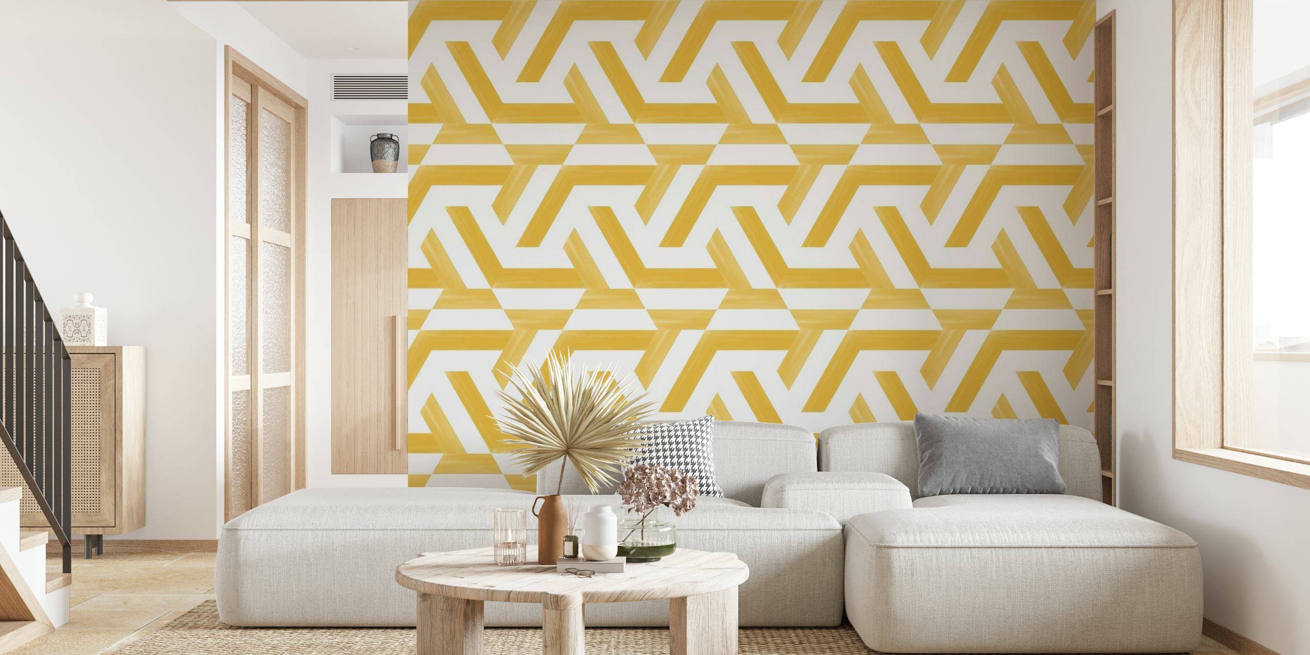 Playful Hexagon Yellow Tiles Combo 1 wallpaper