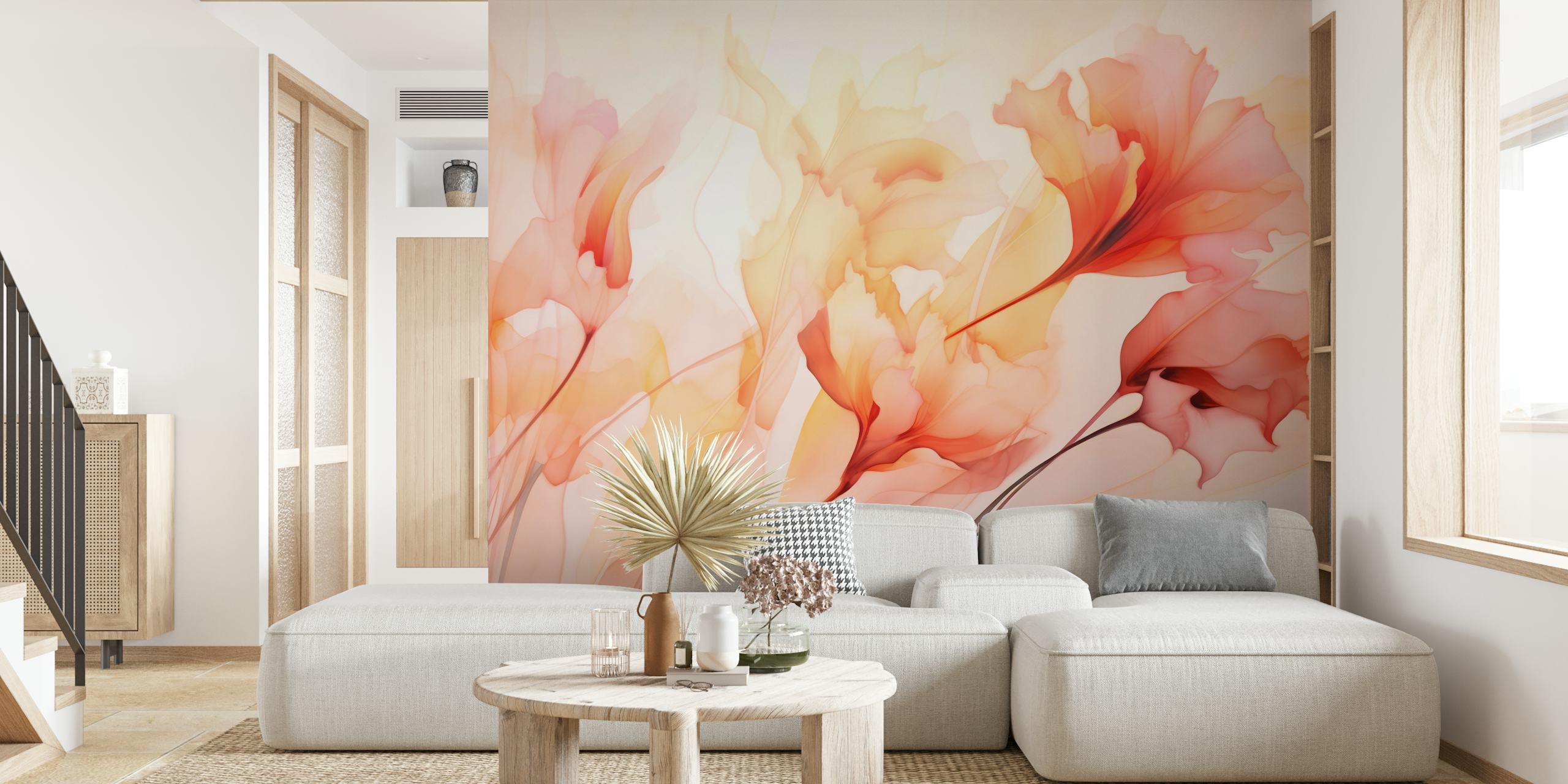 Ethereal Blooming Fantasies papel de parede em um quarto