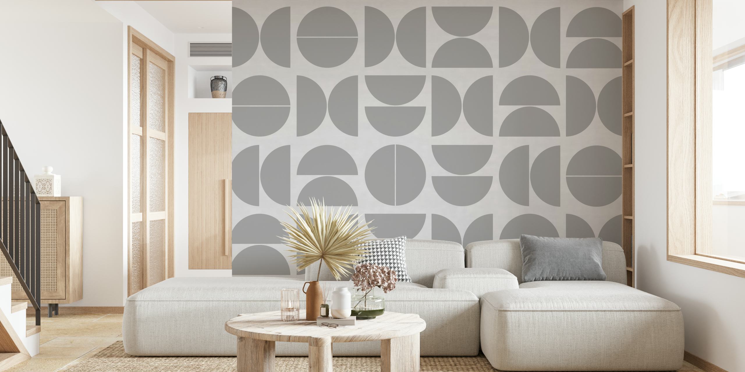 Concrete Grey Bauhaus behang in een kamer