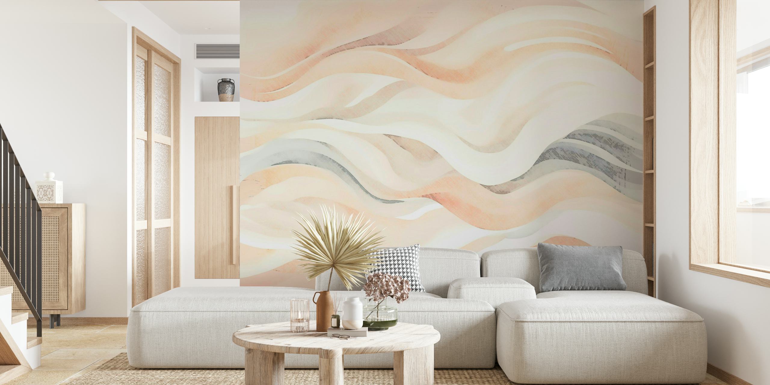 Peach Beige Organic Wave Art wallpaper