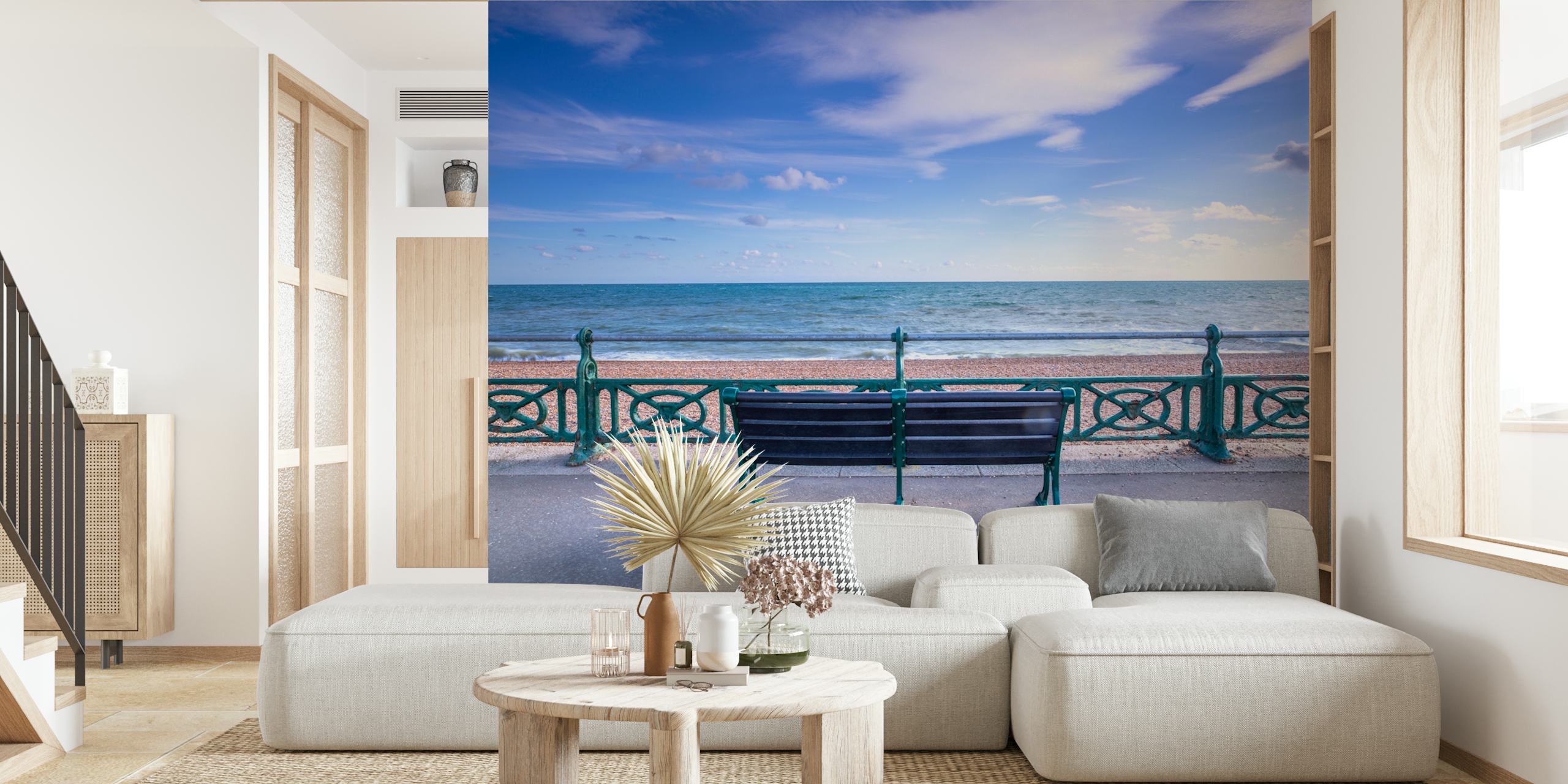 Wallpaper featuring a bench at the promenade