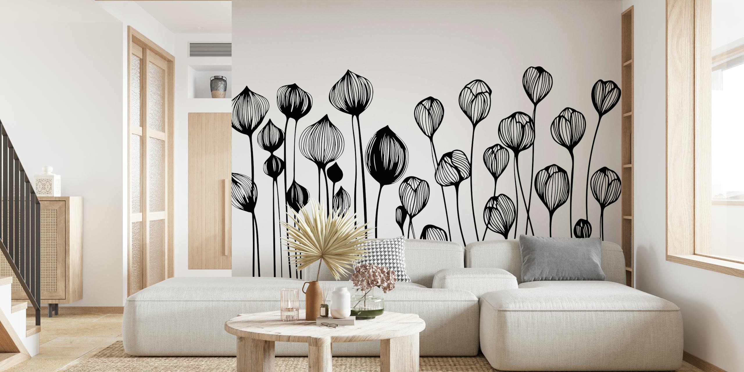 Tapeta Minimalist Wildflower u crnoj i bijeloj