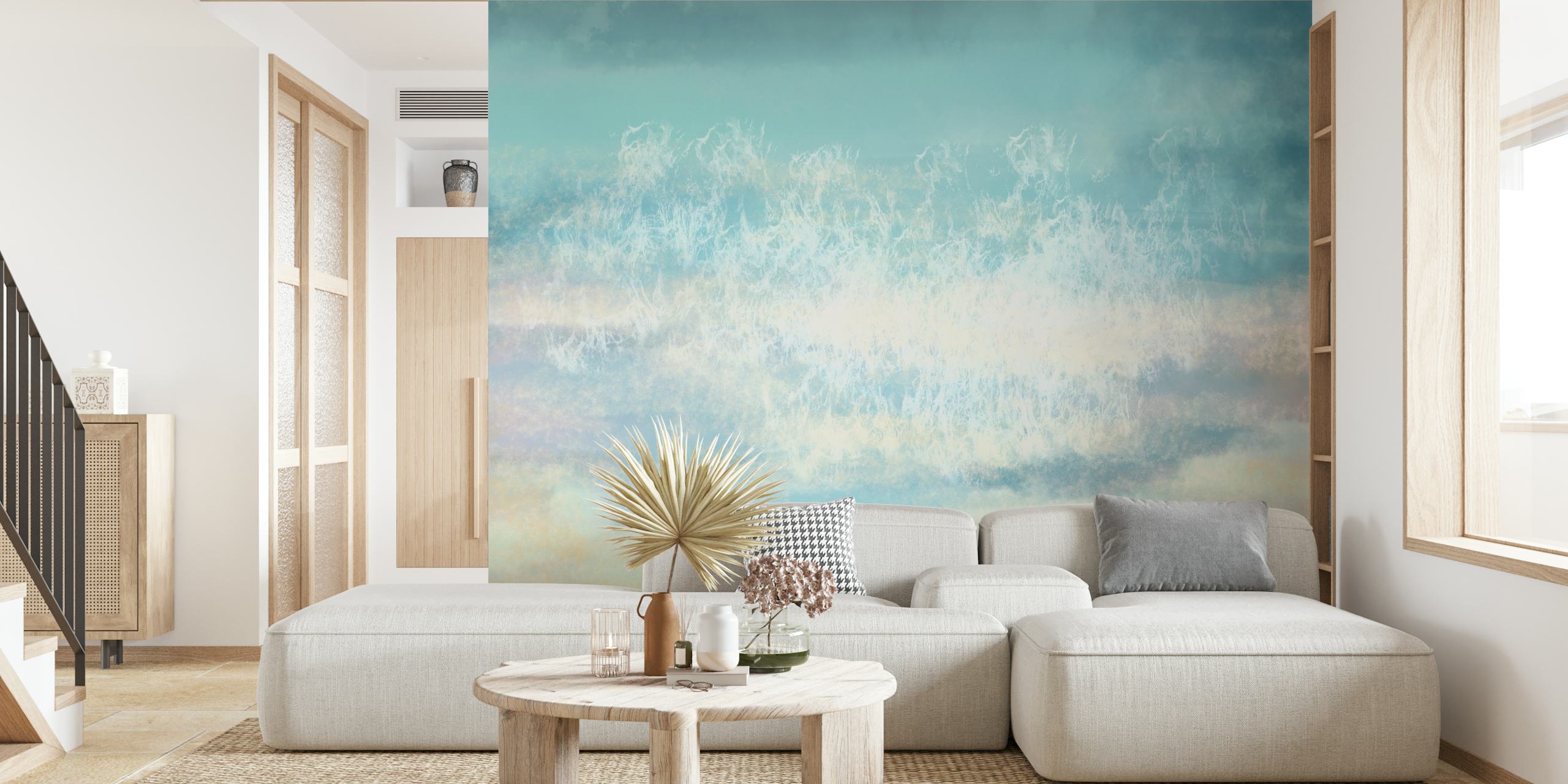 Caribbean Breeze Watercolor wallpaper in a room