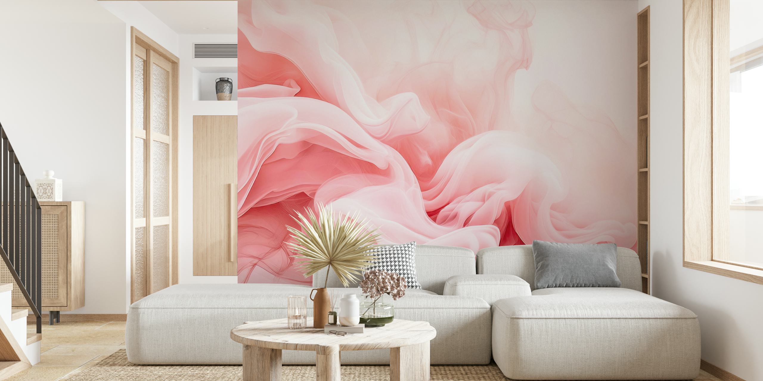 Elegant Blushing Pink Flow wallpaper in a room