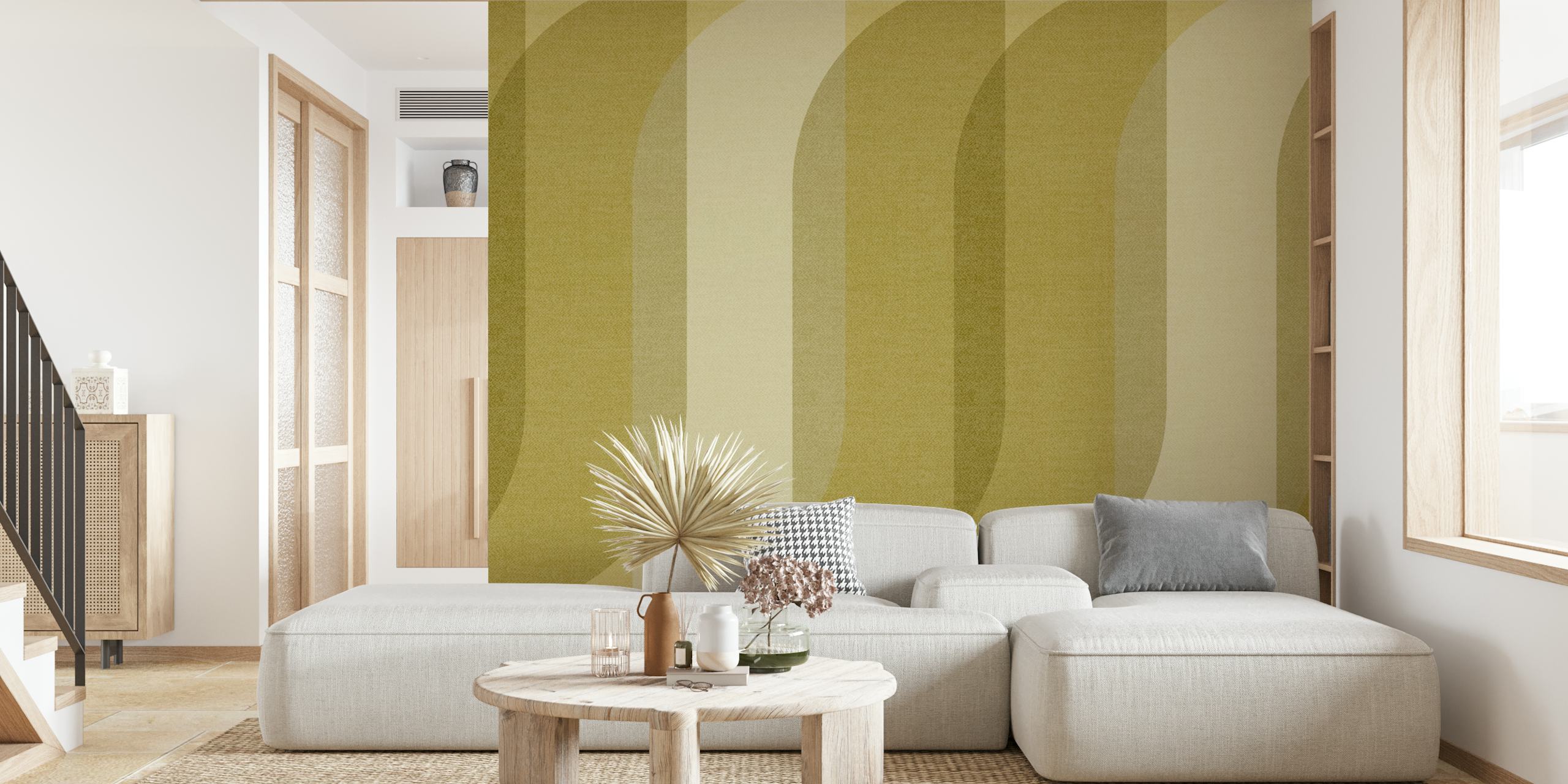 Chic retro ribbons wallpaper in modern interior
