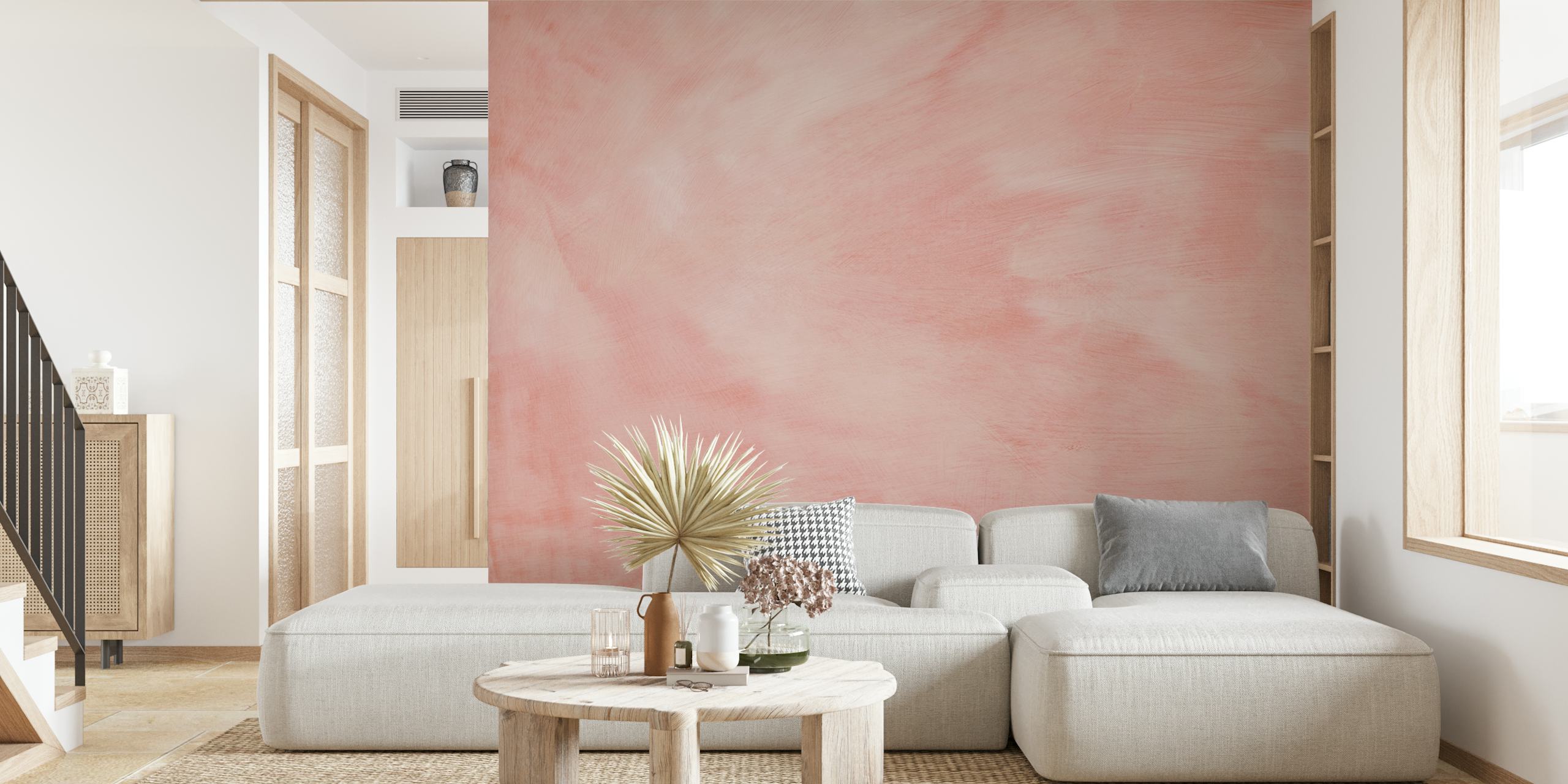 Pastel paint blush wallpaper in a modern room
