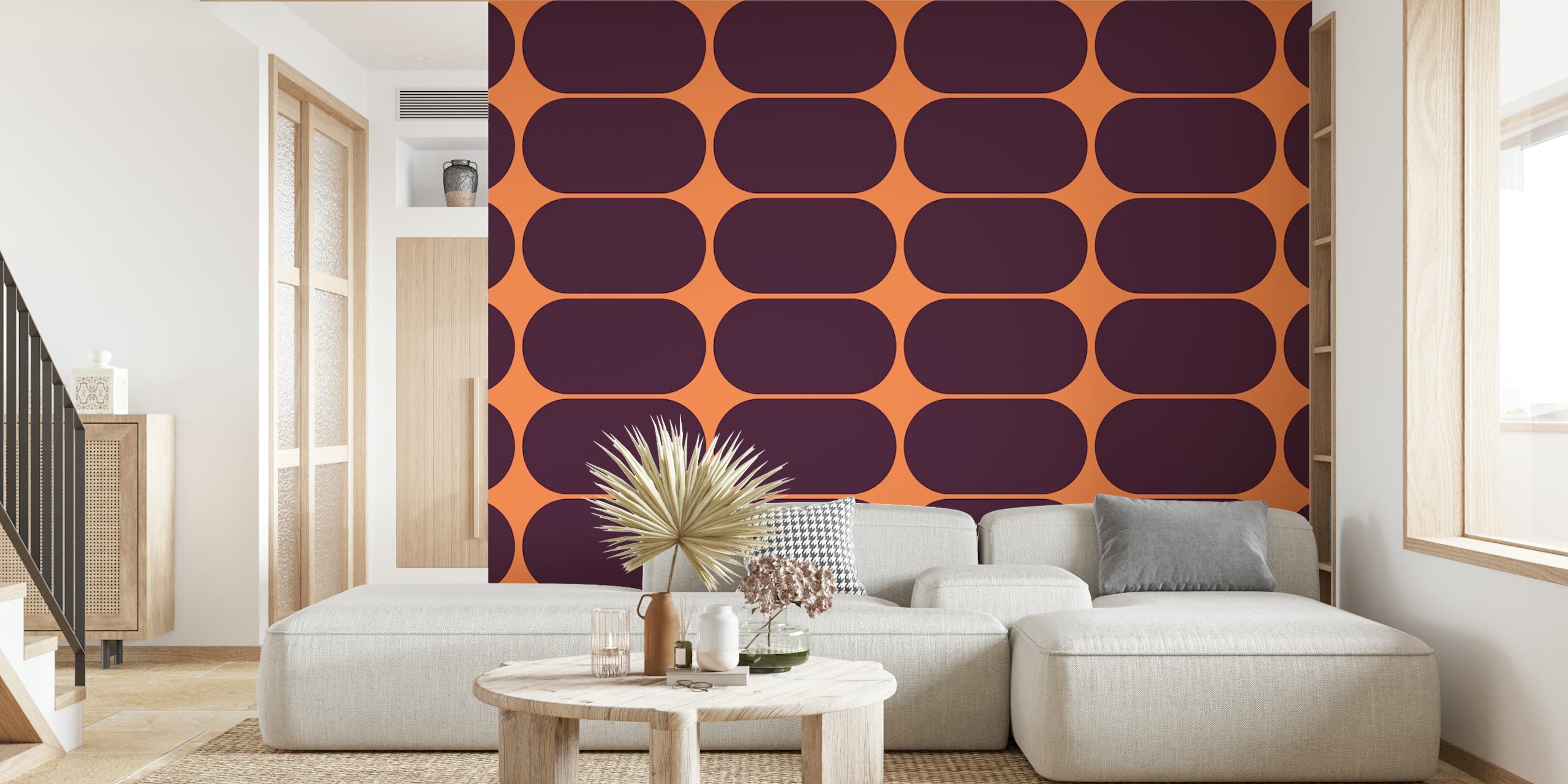Papel de parede Retro Magenta Pebbles em um quarto