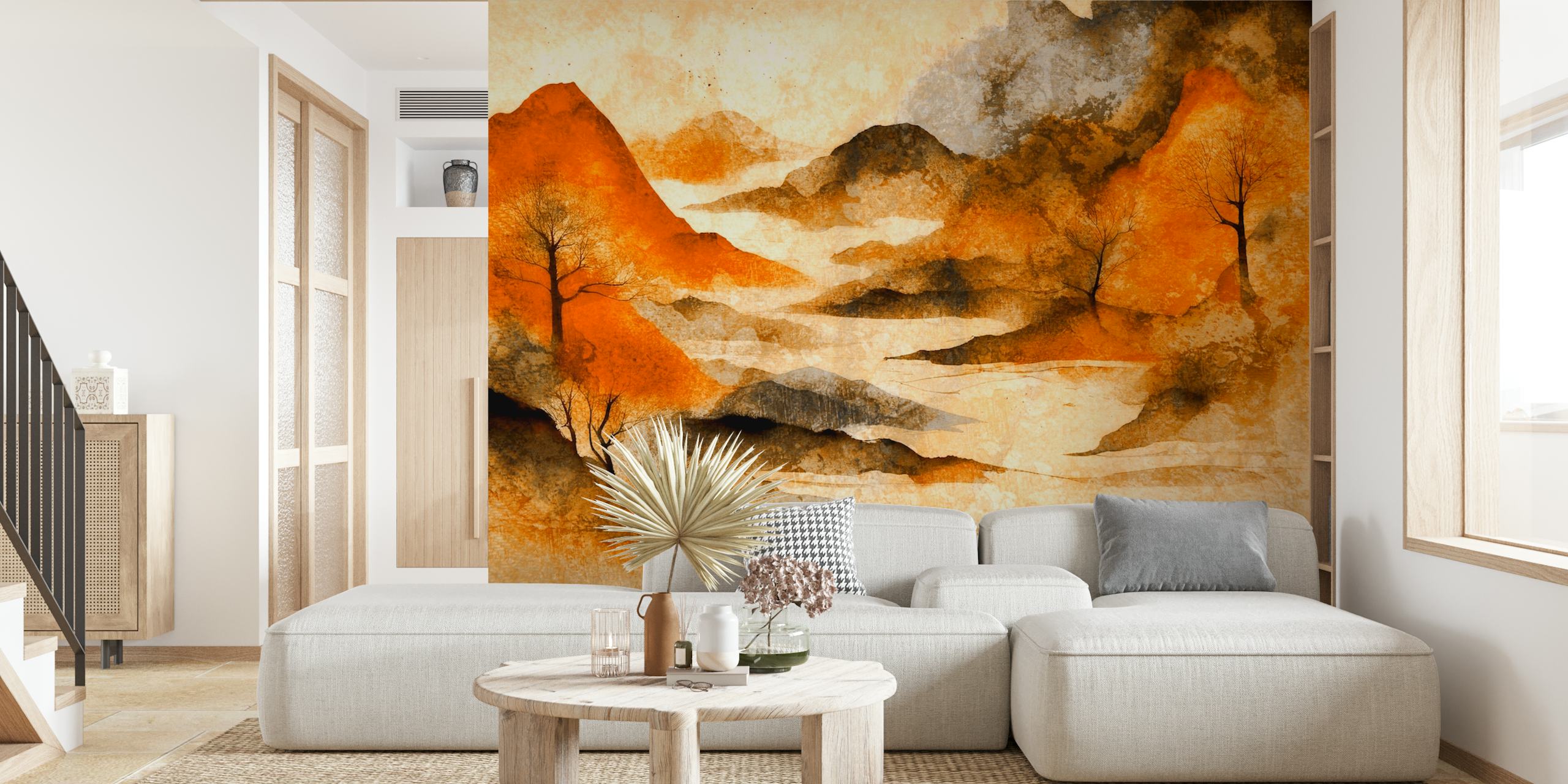 Autumn Mountain Hues tapet i ett rum