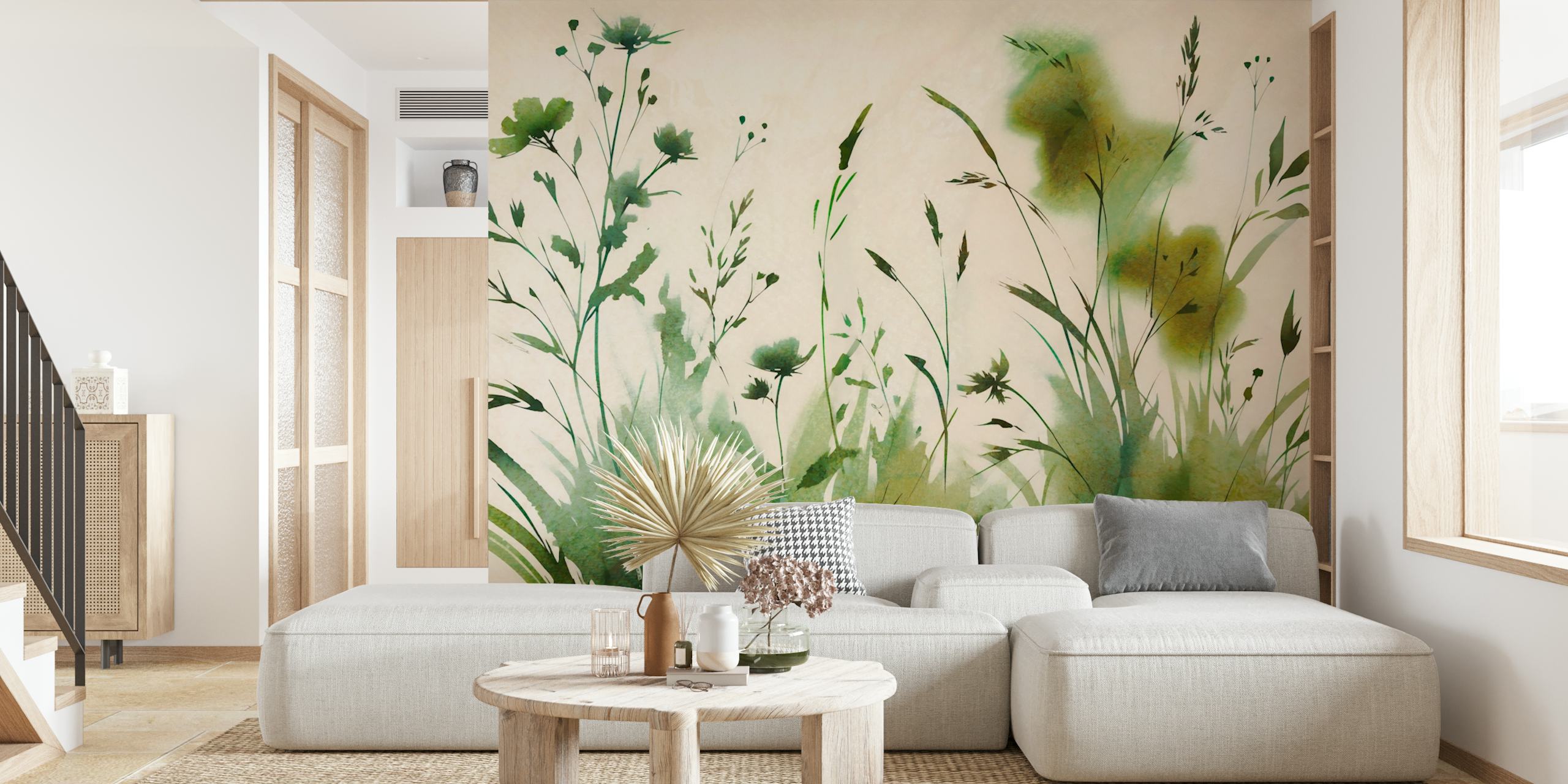 Serenity Grasslands wallpaper design in a room