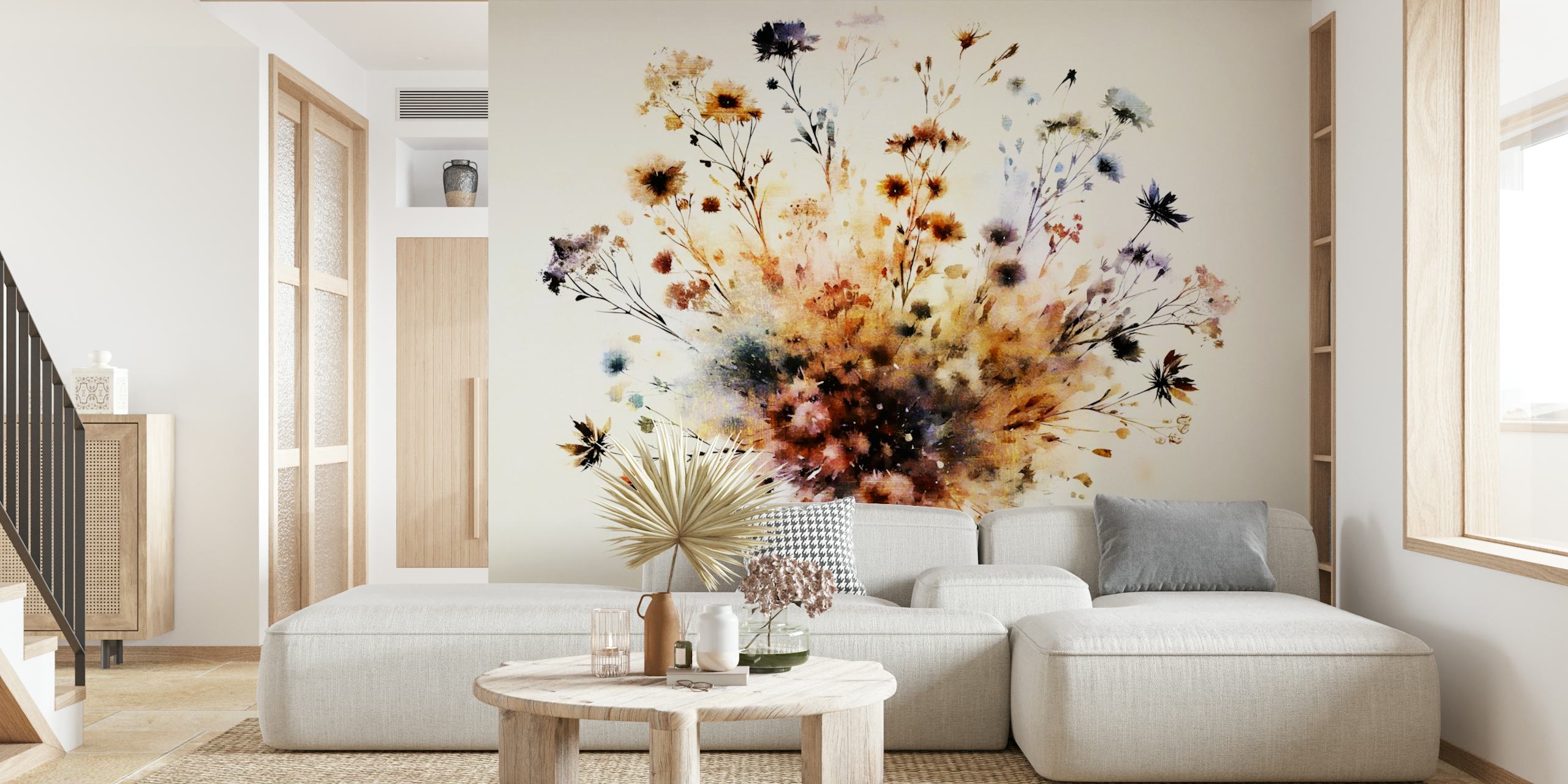 Papel de parede com design de Autumn Flora Burst