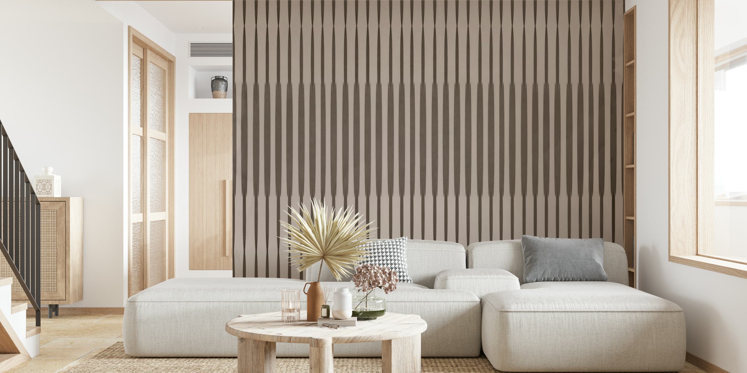 Vertical striped pattern in neutral tones minimalist wallpaper