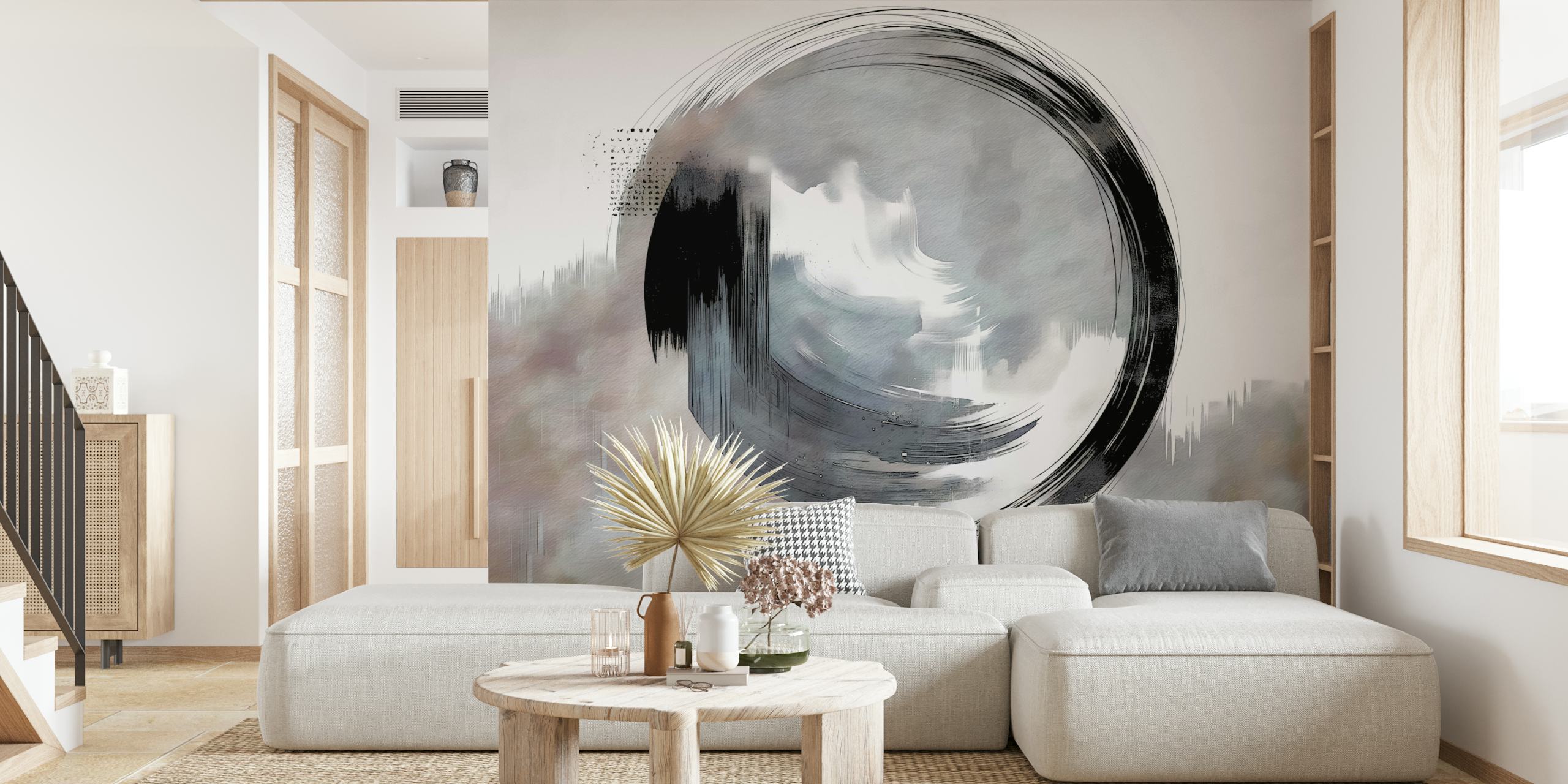 Wabi Sabi Enso Circle wallpaper in a room