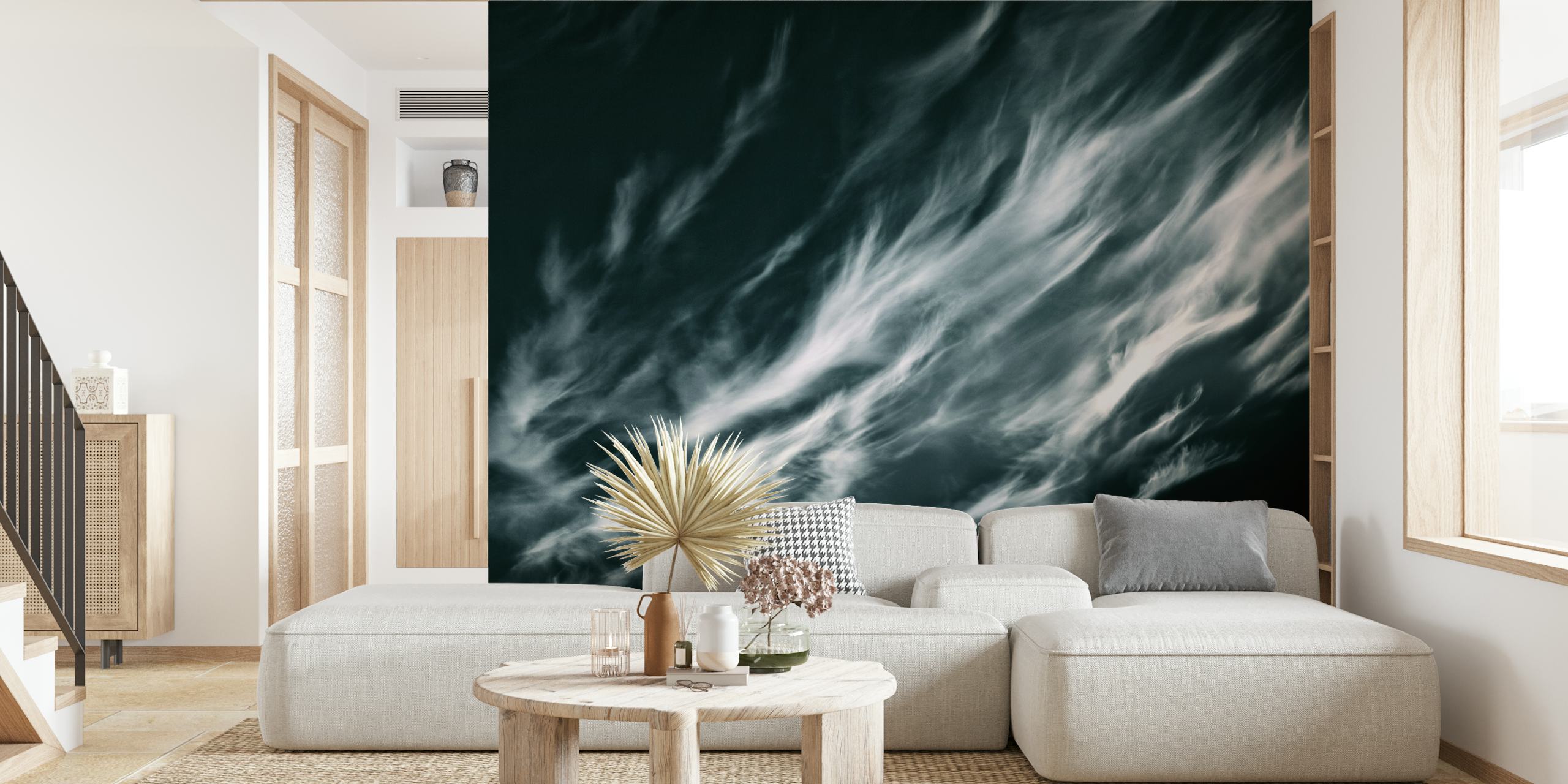 Clouds in motion against a dark background wallpaper