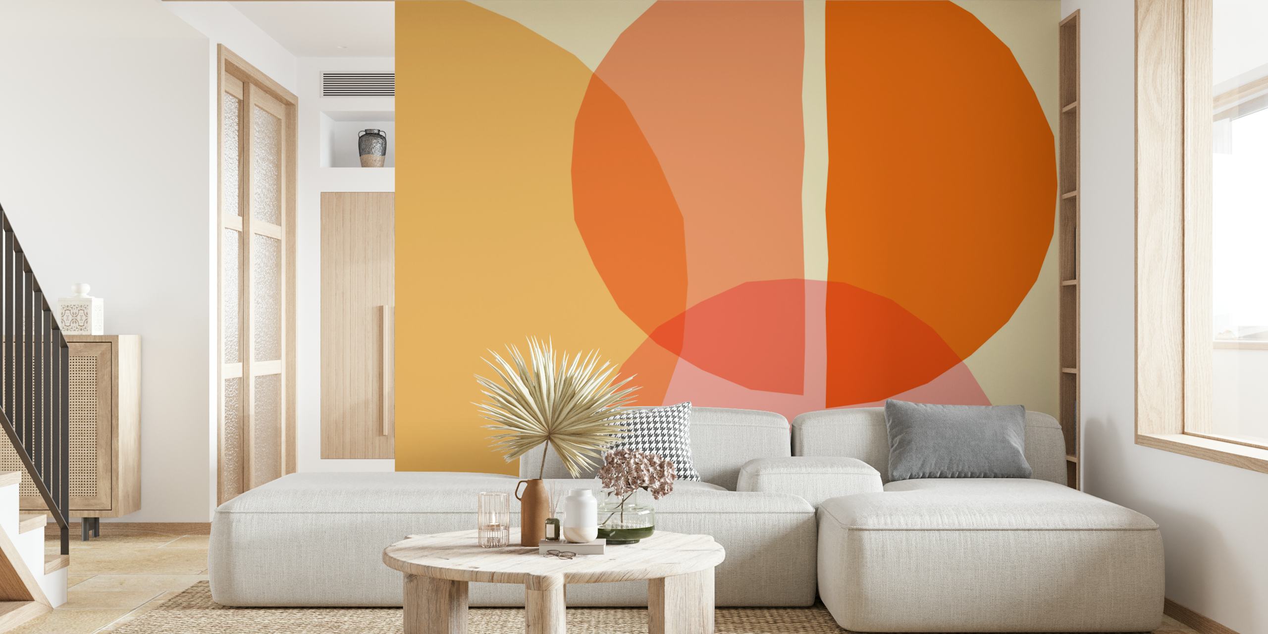 Sunset Geometry Shapes wallpaper in a room