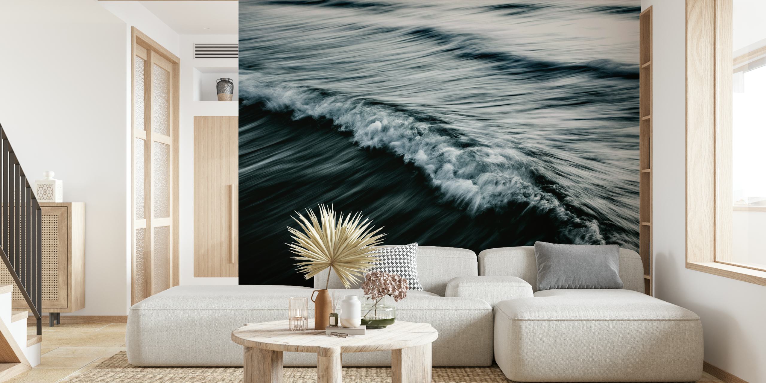 Black and white wave motion wallpaper
