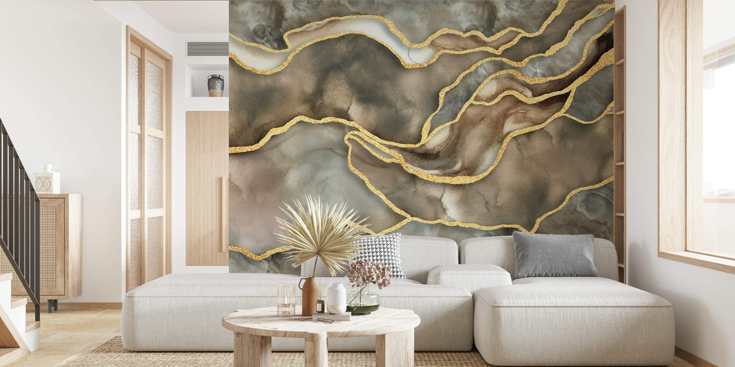 Papel de parede Opulent Marble Mineral Elegy em um quarto