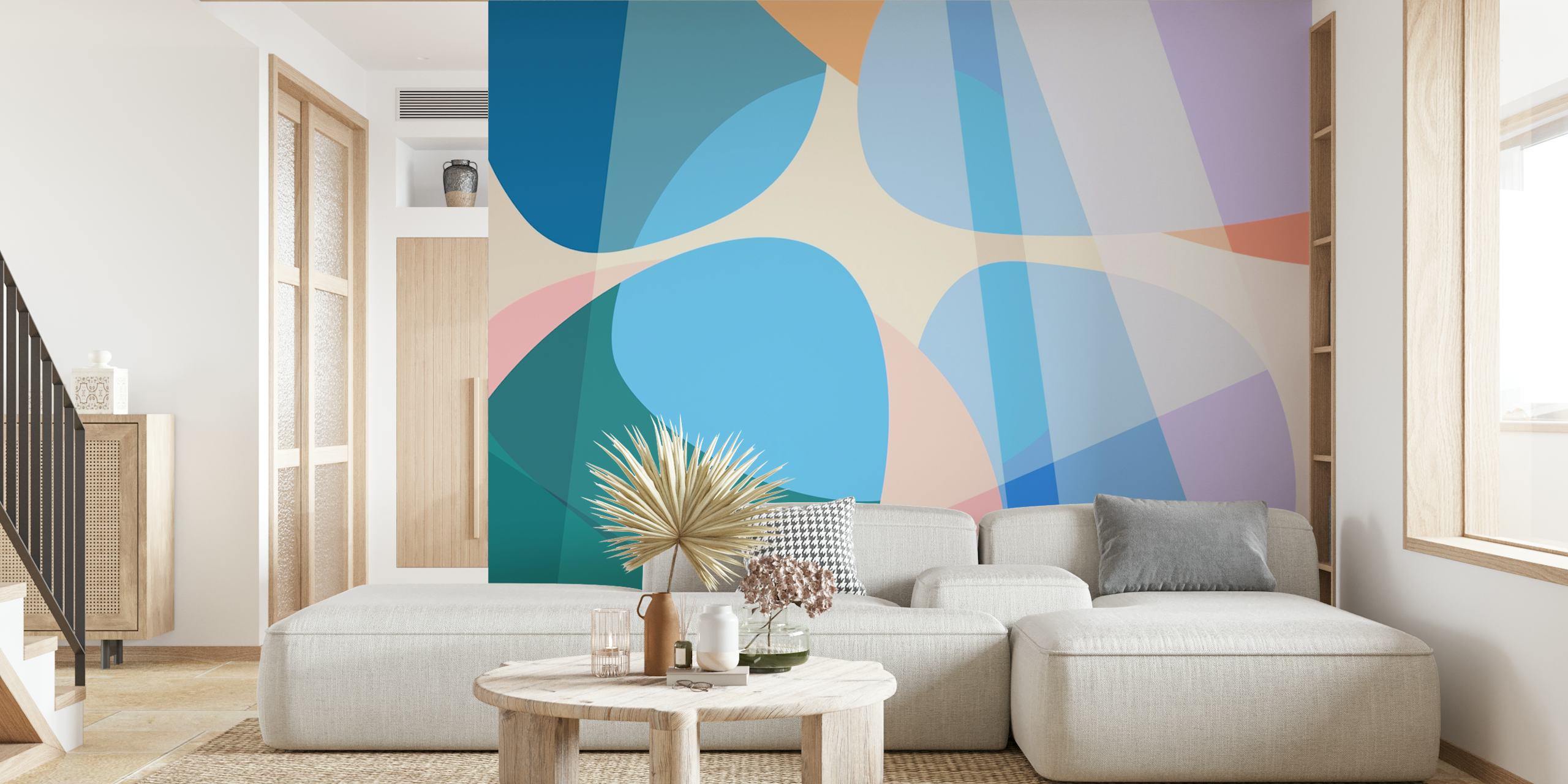Geometric Pastel Wash wallpaper in a room