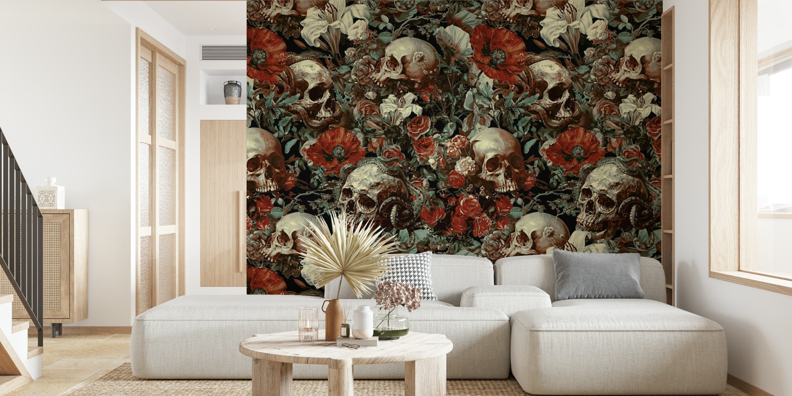 Skull Garden Charm behang in een kamer