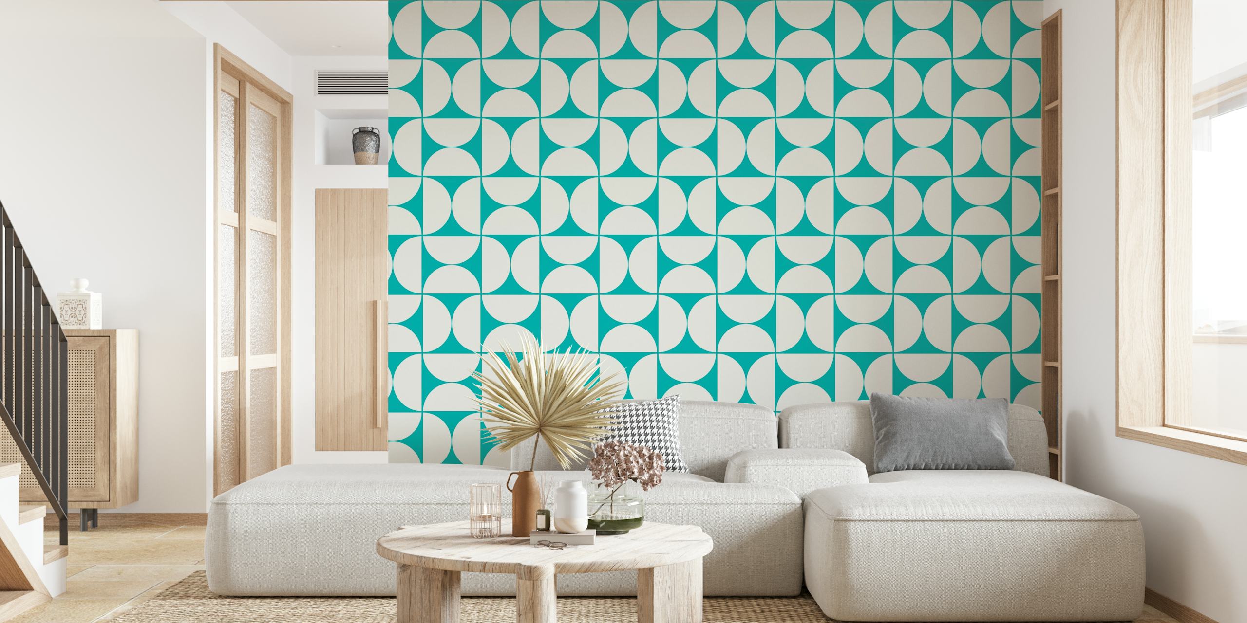Mid-Century Modern mønstret tapet i et rom