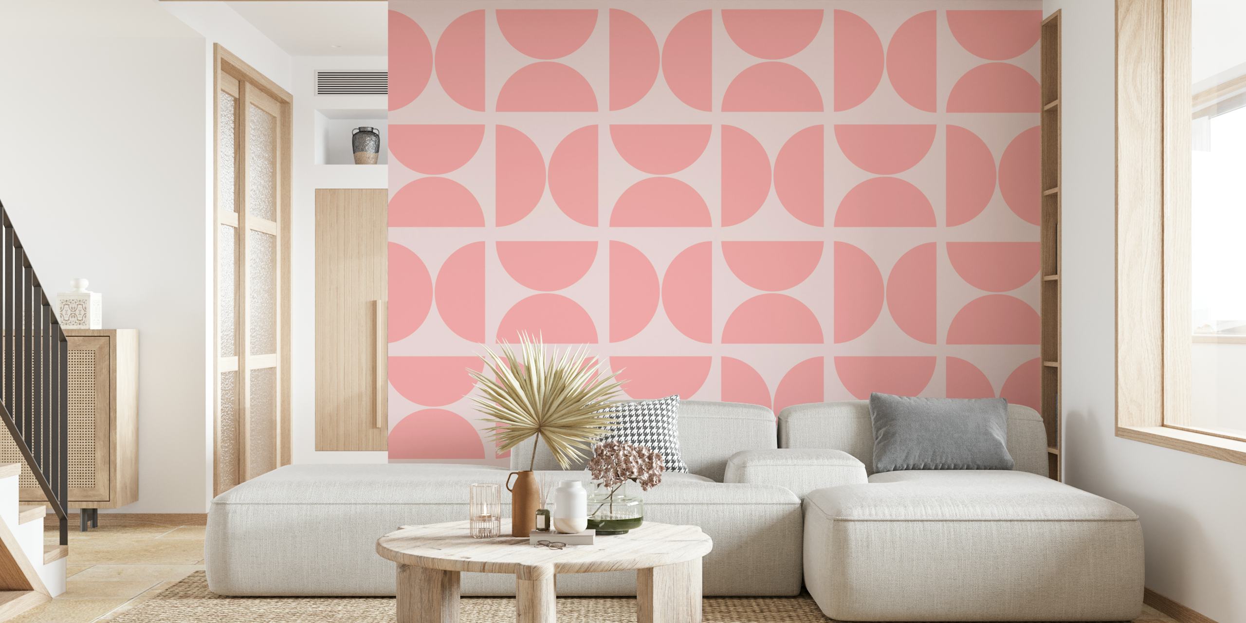 Modern Pastel Pink Bauhaus wallpaper in room