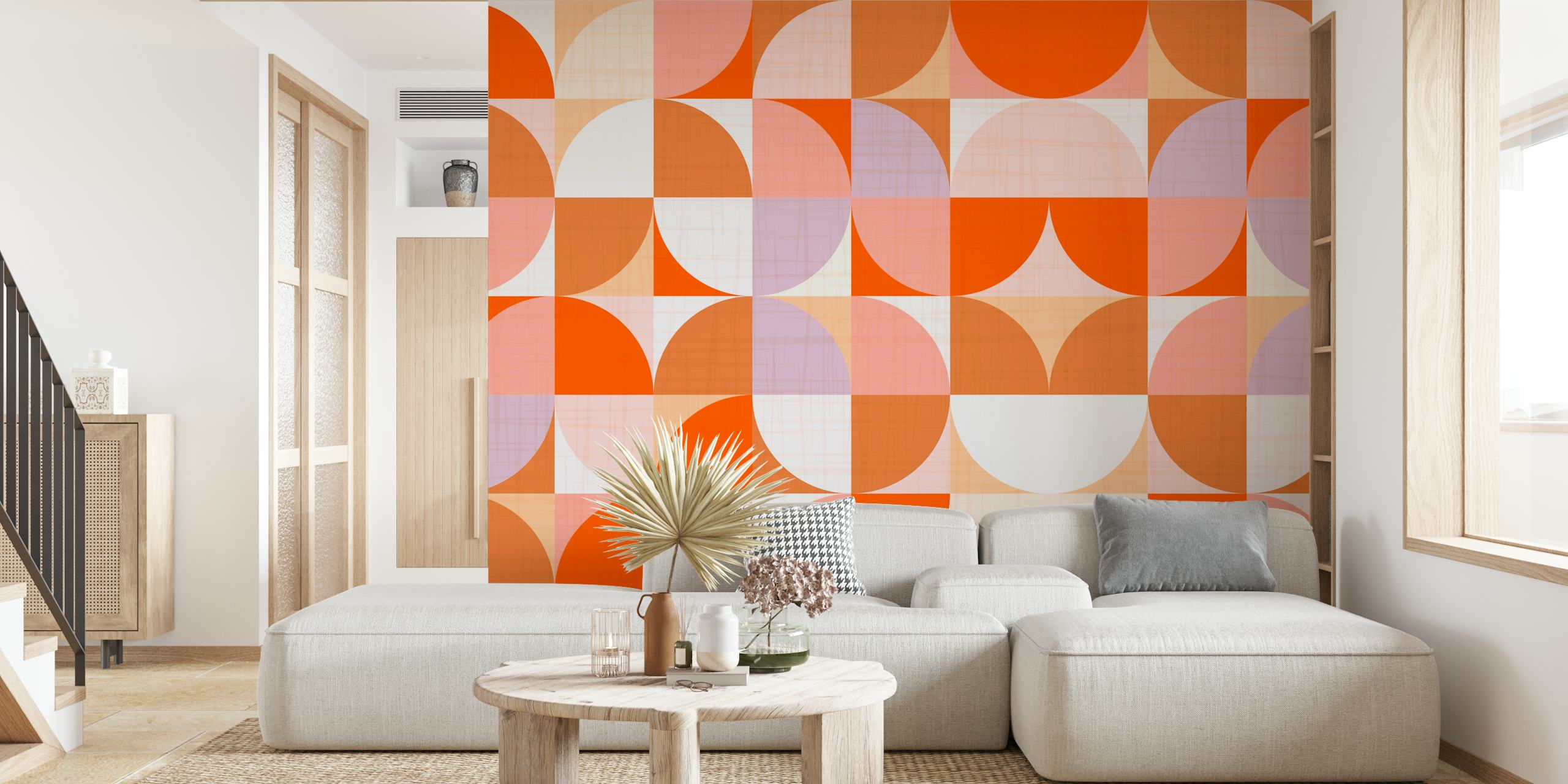 Varm Mid-Century Modern Bauhaus tapet i ett rum