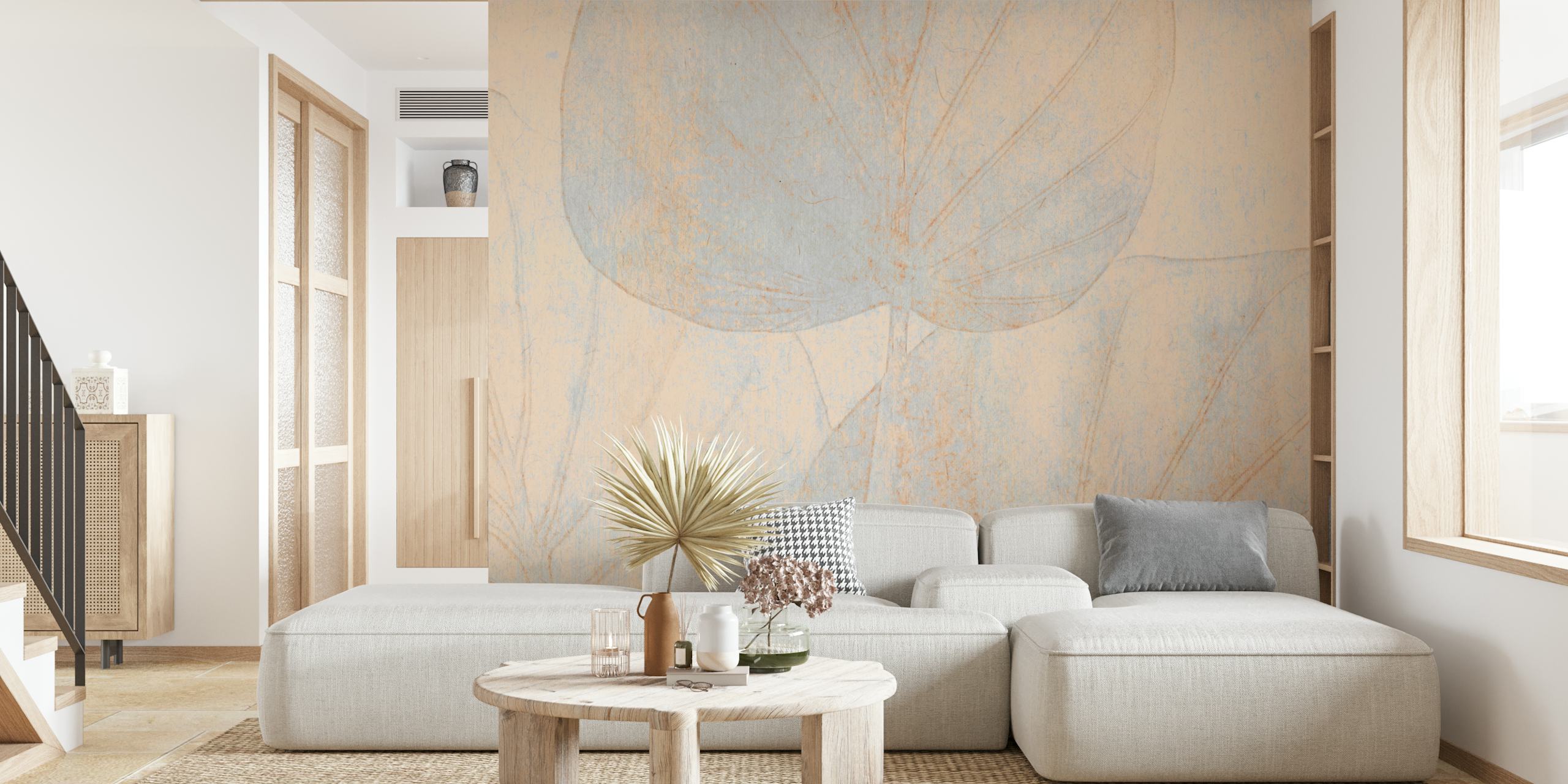 Washed rainforest leaves wallpaper design