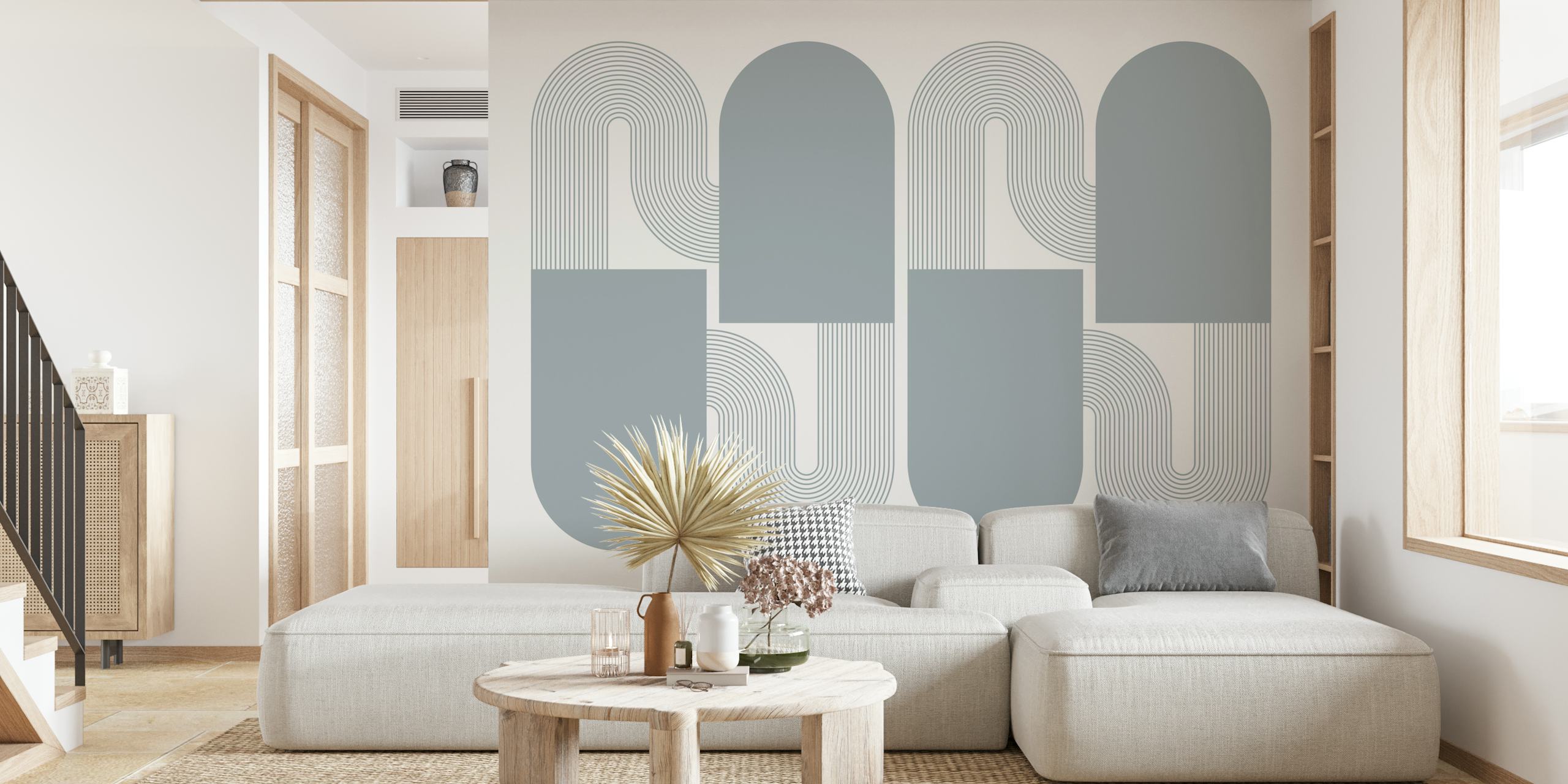 Minimal Abstract Mid Century Arches tapet i ett rum