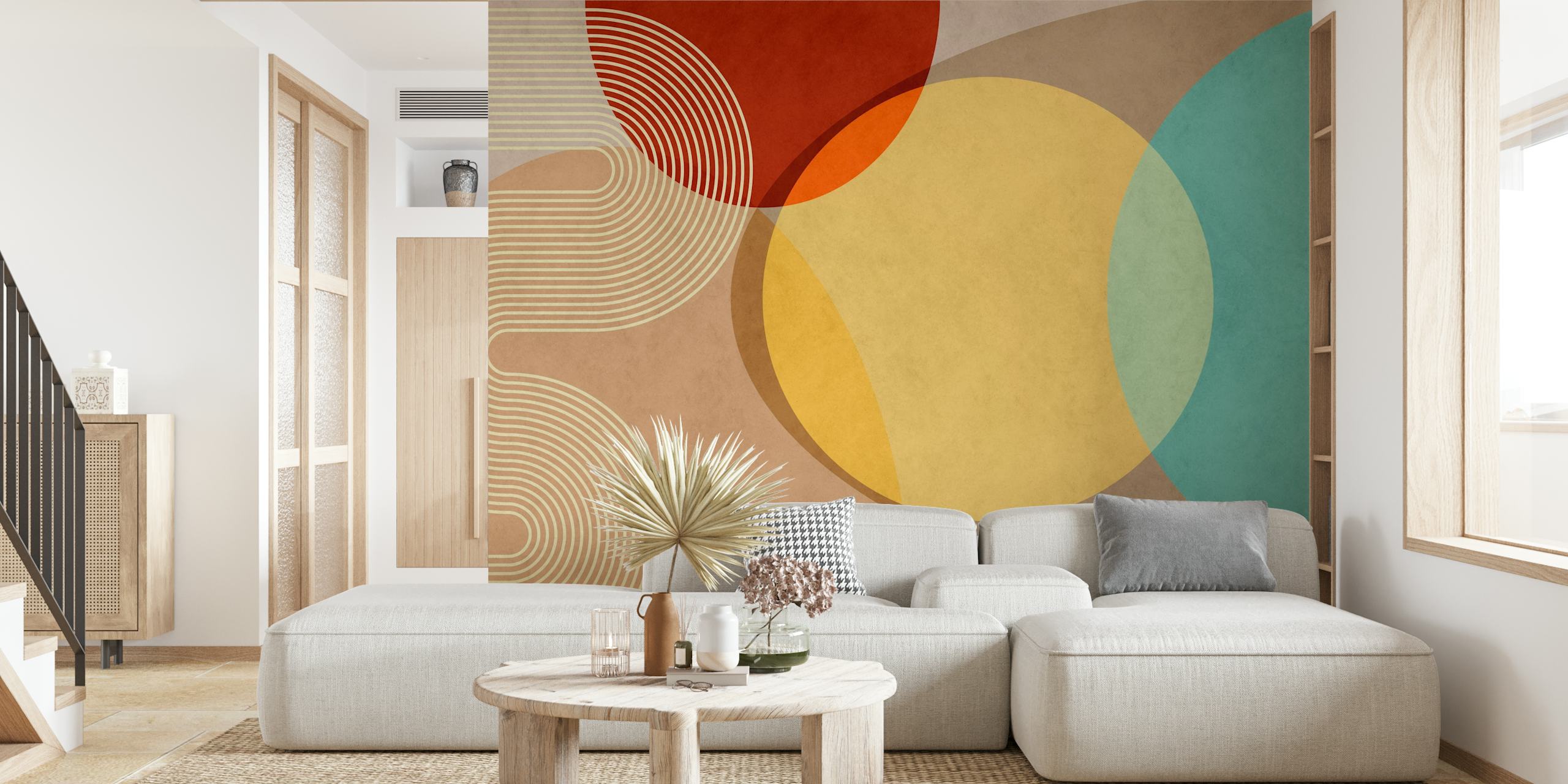 carta da parati Mid Century Modern Abstract Rounded in una stanza