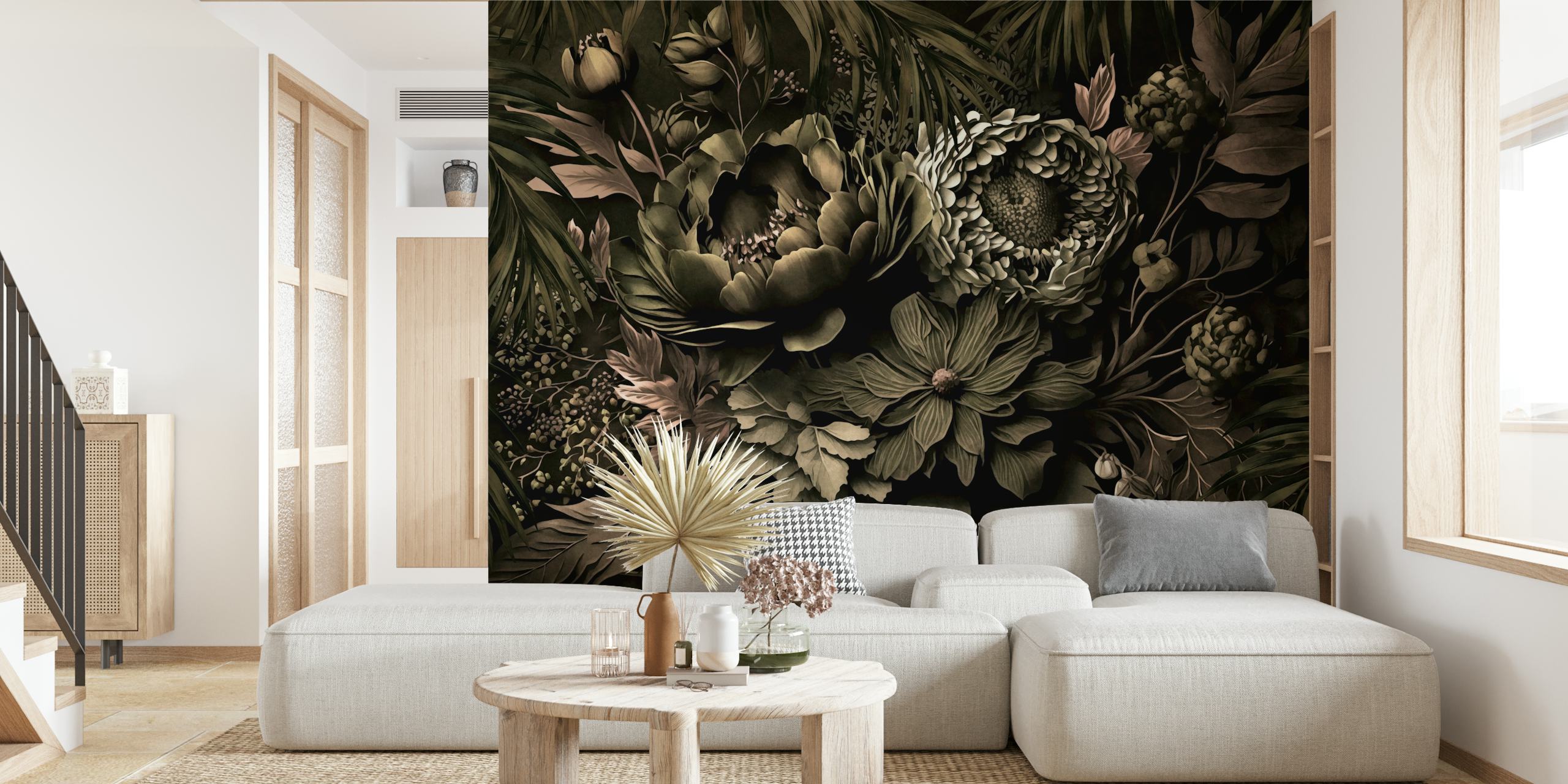 Renaissance Vibes Moody Opulent Flowers wallpaper