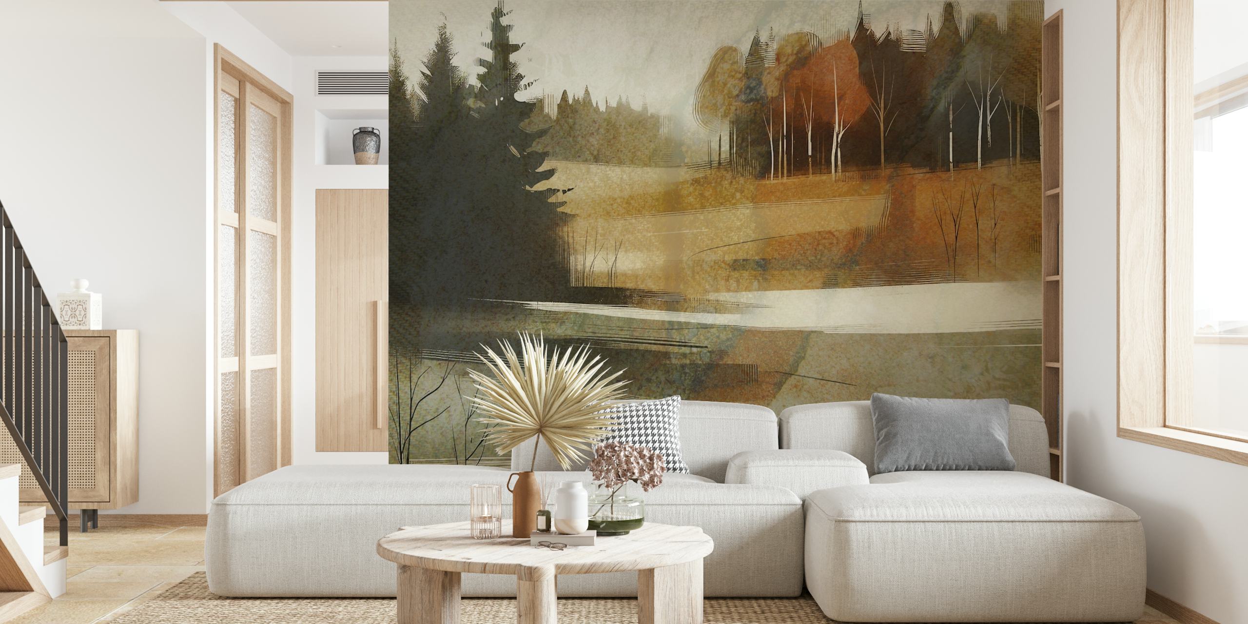 Tapeta Autumn Forest Scene w pokoju