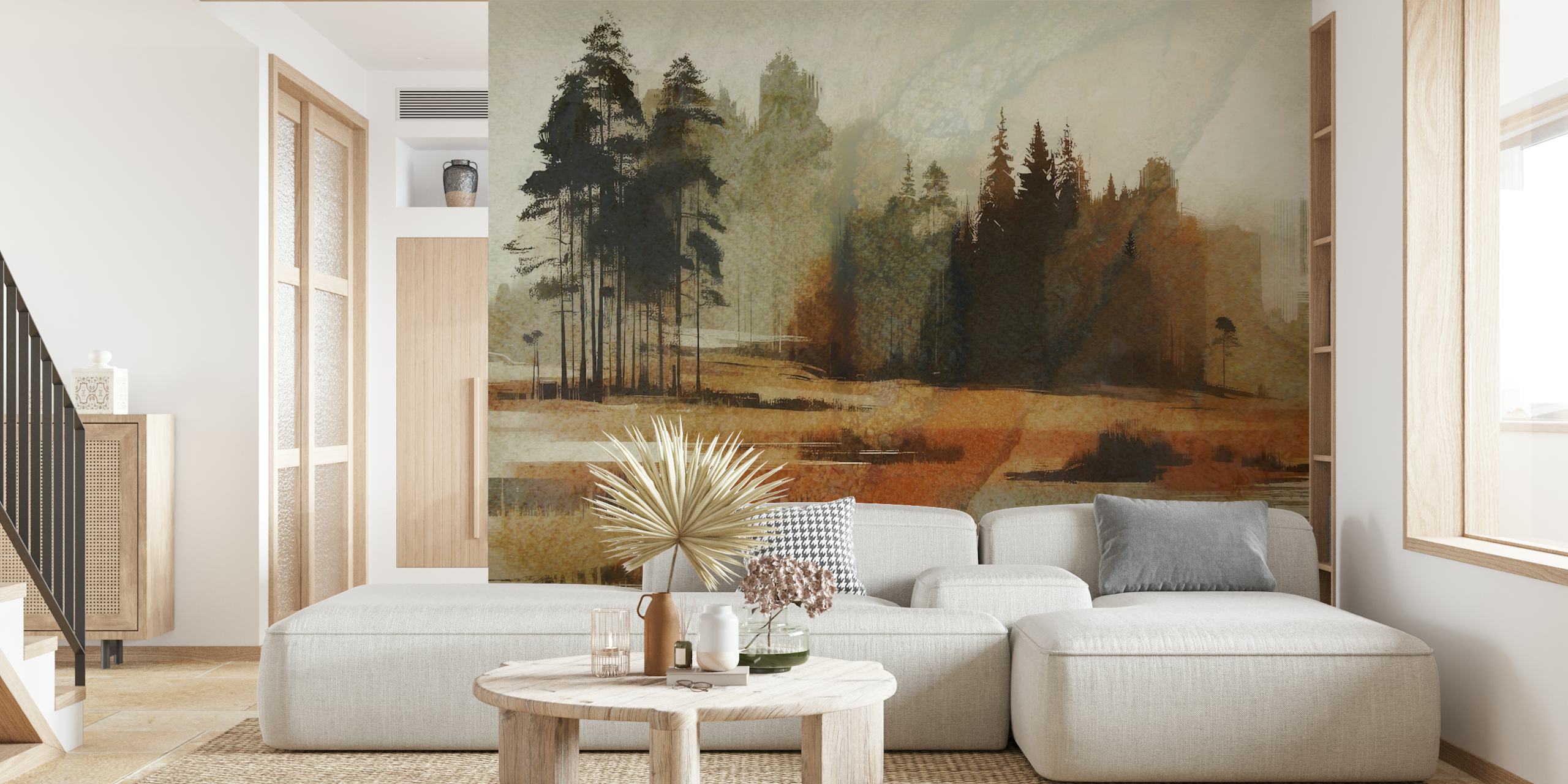 Moody Forest Vista behang in een kamer