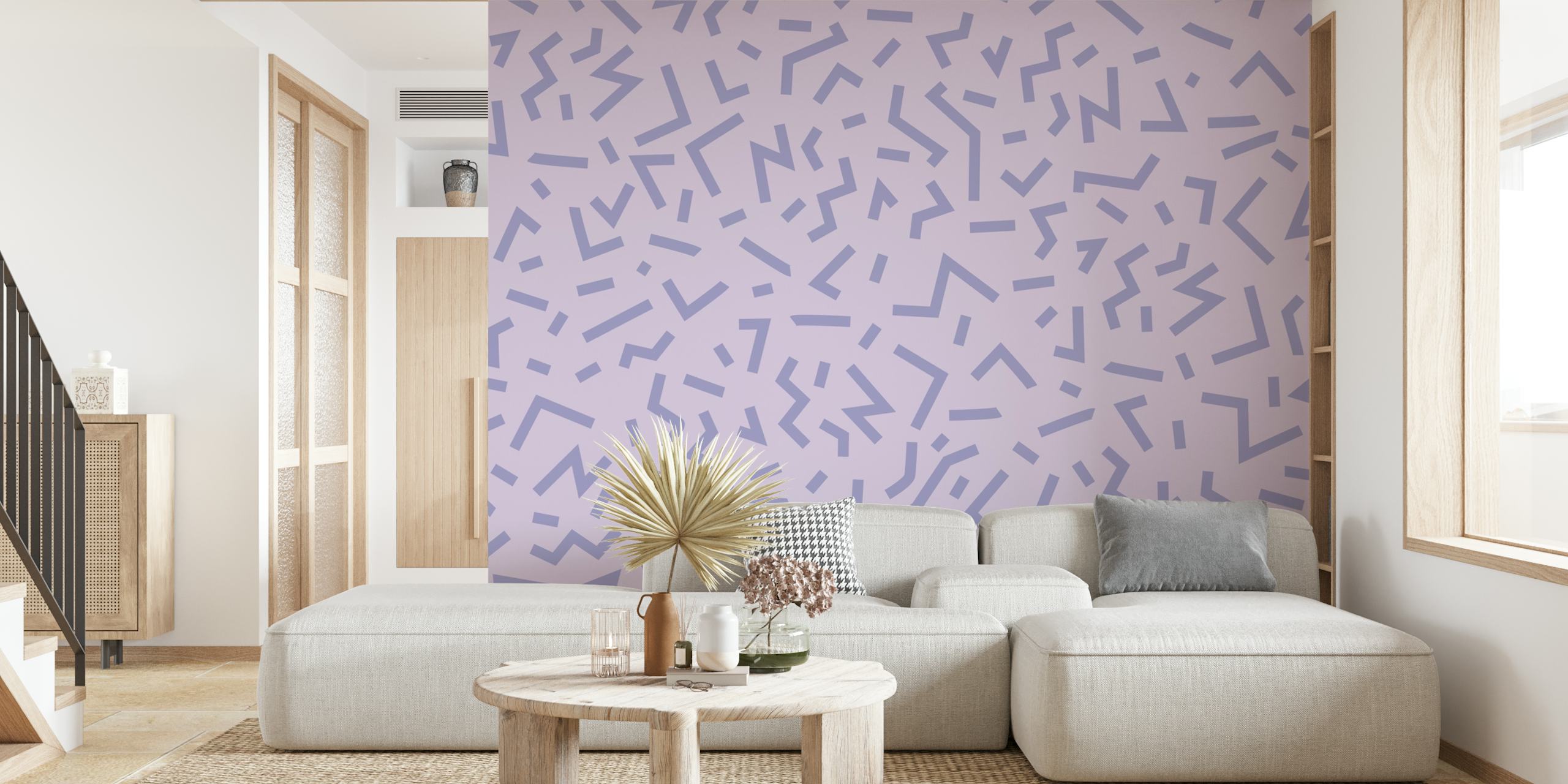 Abstract Lavender Maze wallpaper in a room