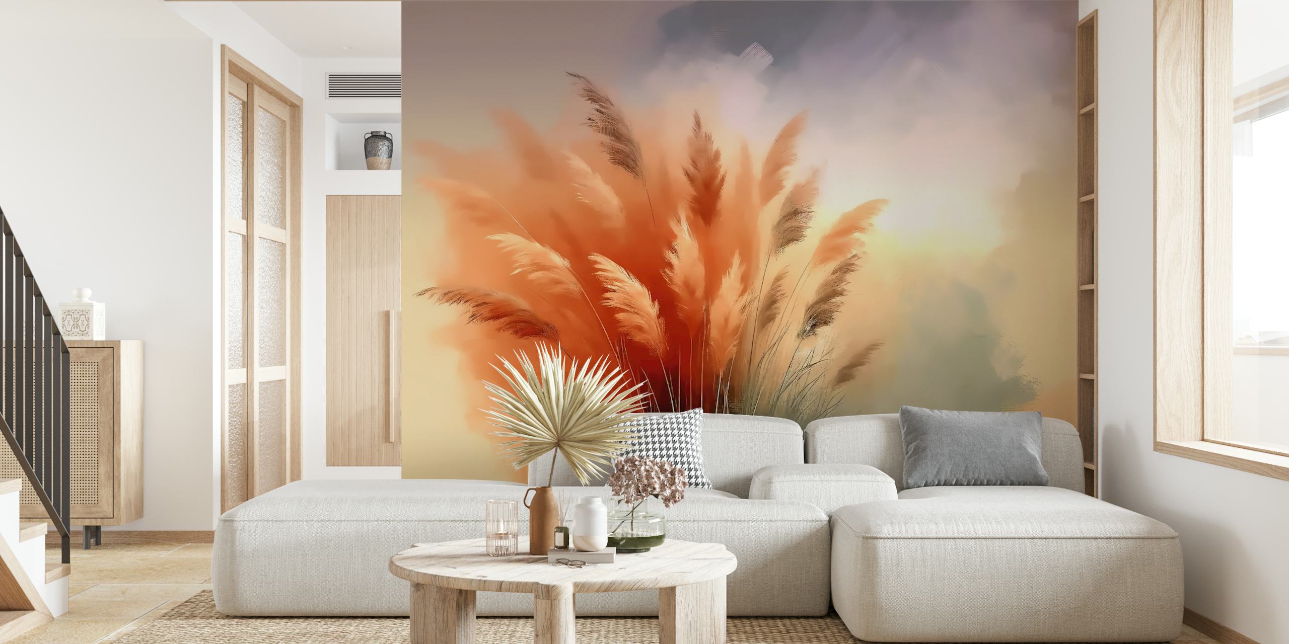 Autumn reeds with warm hues and soft gradients wallpaper