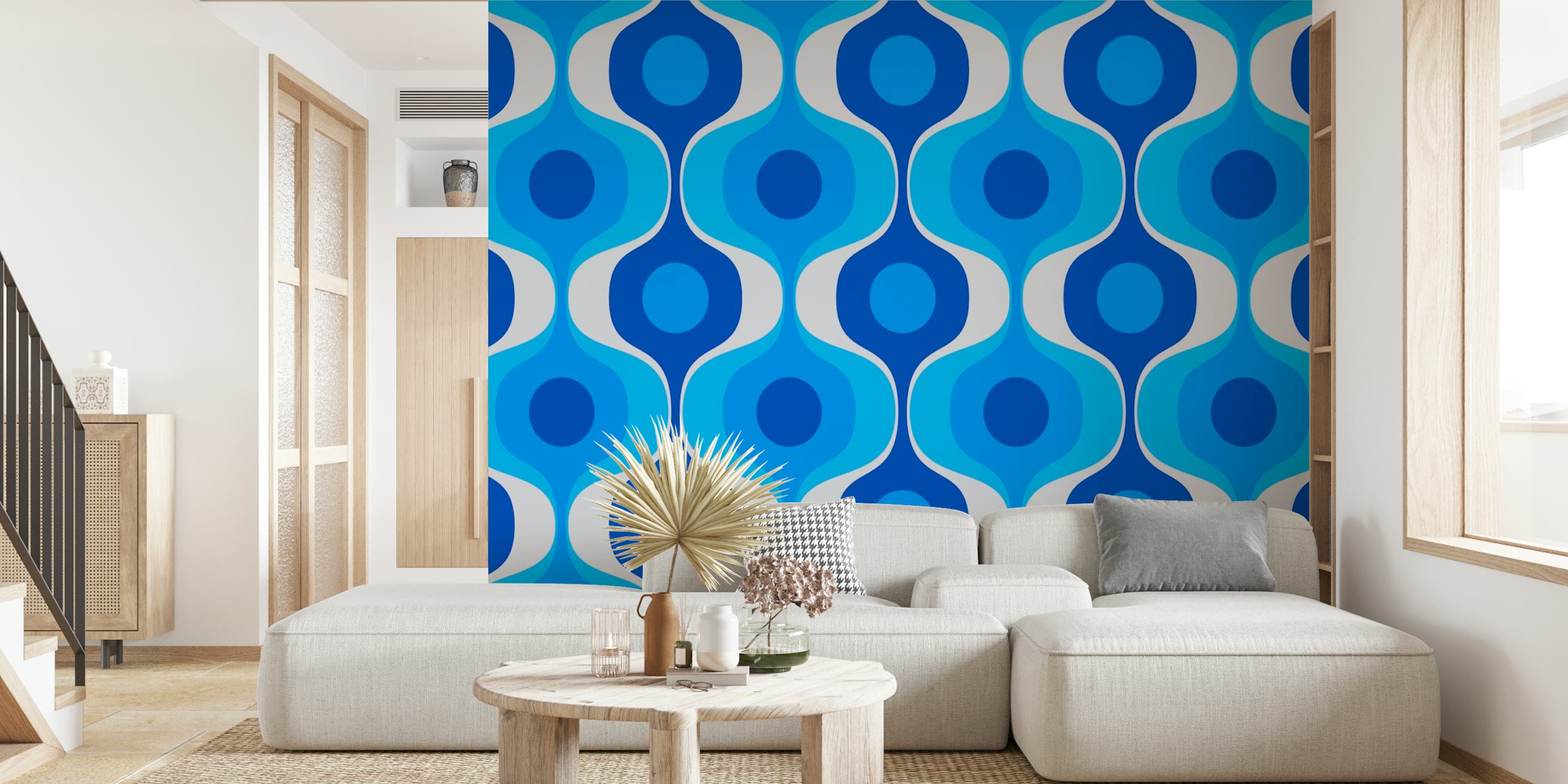 Projekt tapet Blue Retro Groove w pokoju